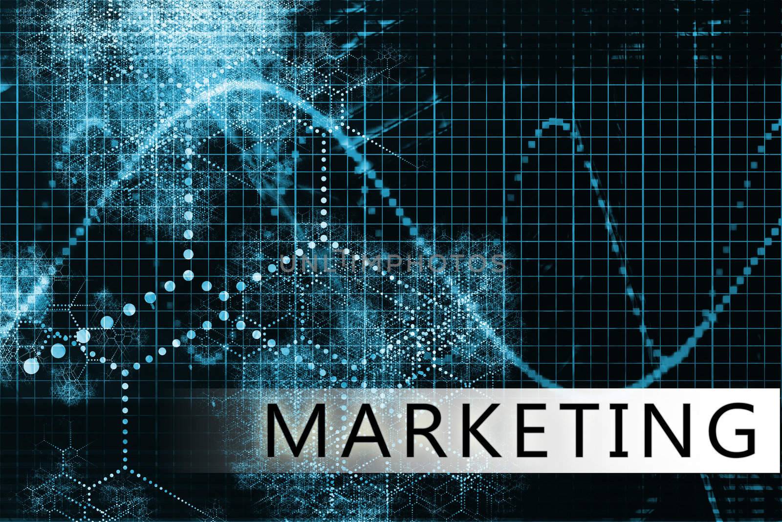 Marketing in a Blue Data Background Art