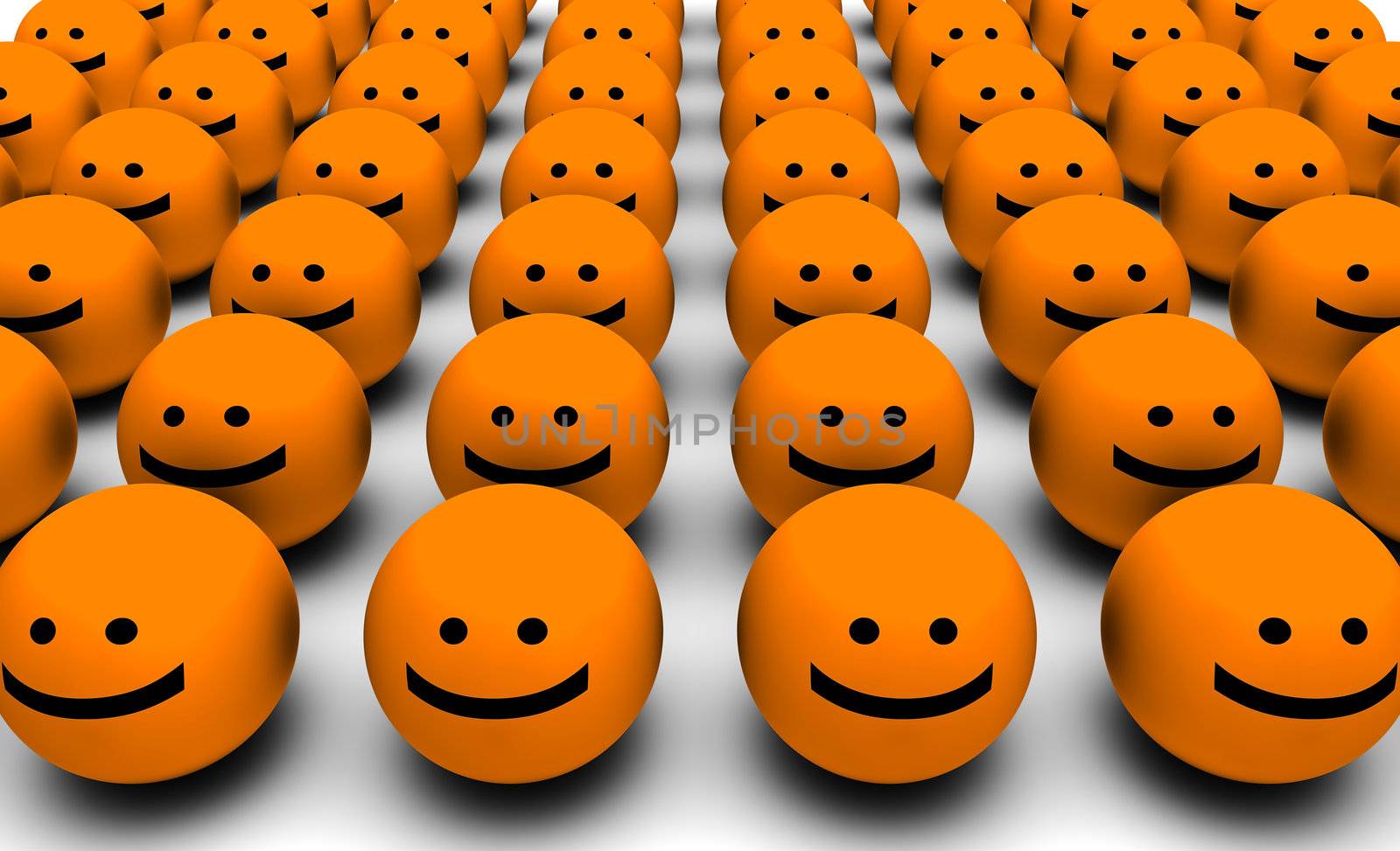 3D Round Smiley Faces as Background Abstract