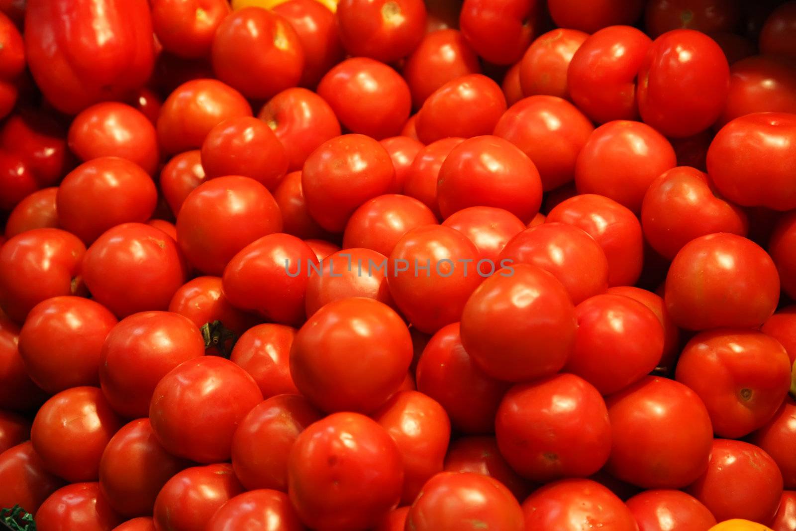 Tomatos Vegetable Background in a Grocery Store