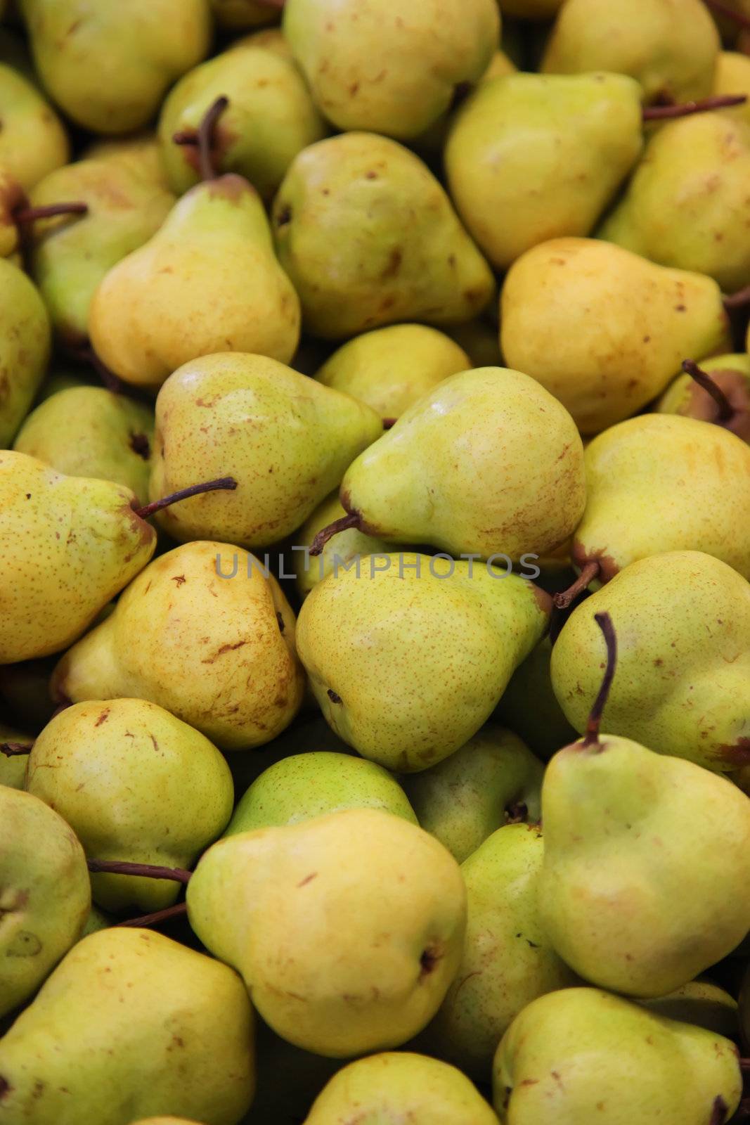 Green Pears Fruit Whole Background in Store