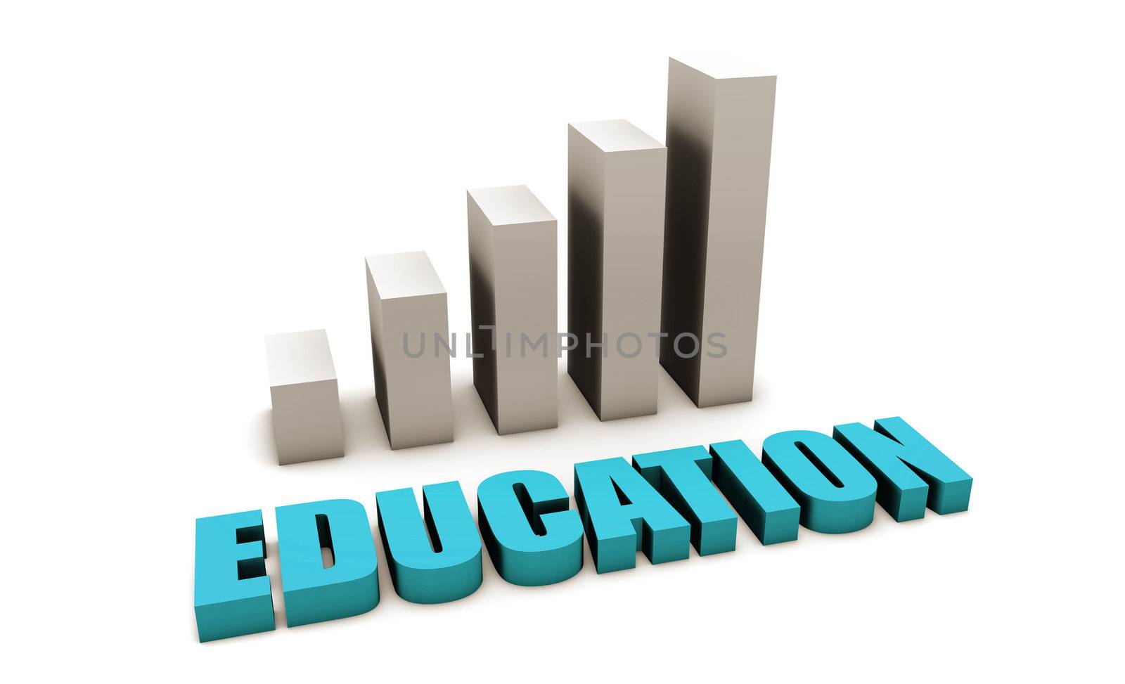 Blue Education Increasing in 3d With Bar Graph