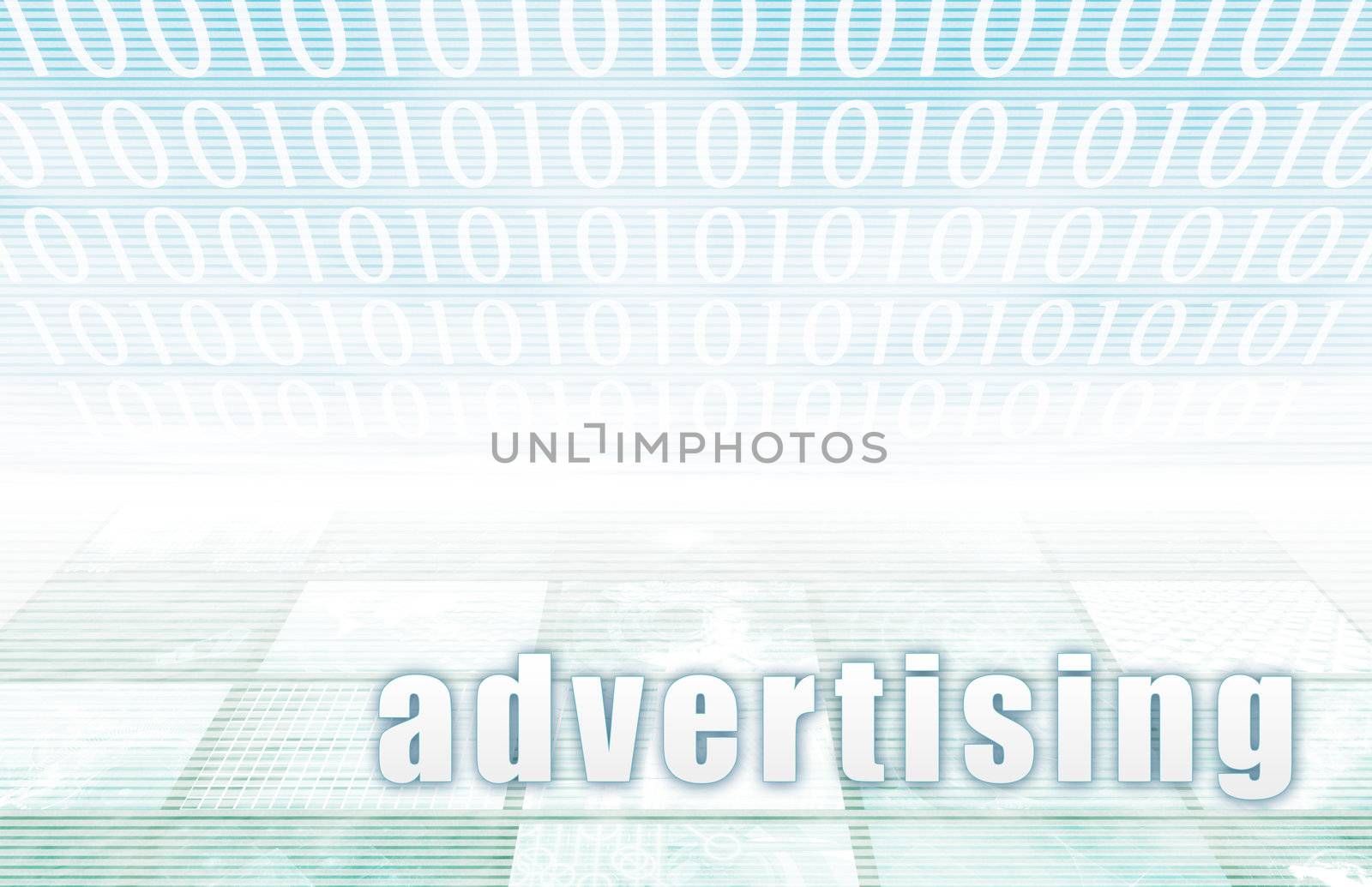 Advertising on a Clear Blue Tech Background
