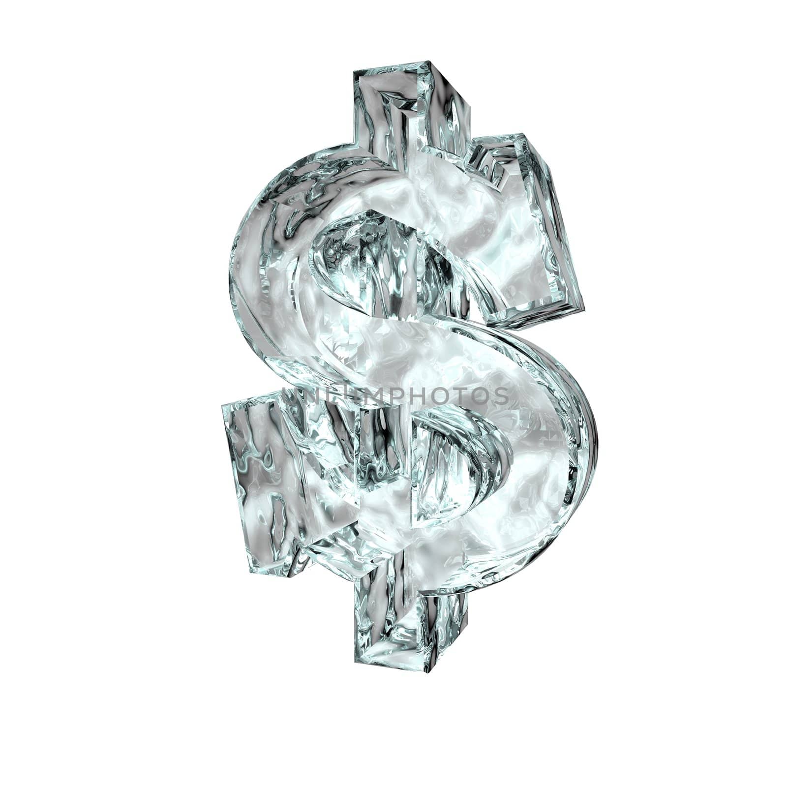 ice dollar symbol on white background - 3d illustration