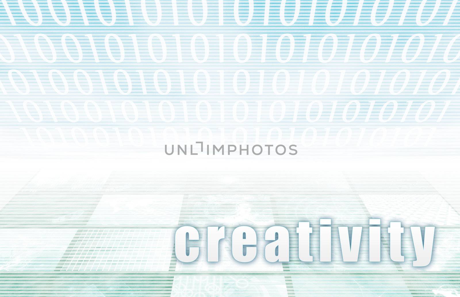 Creativity on a Clear Blue Tech Background