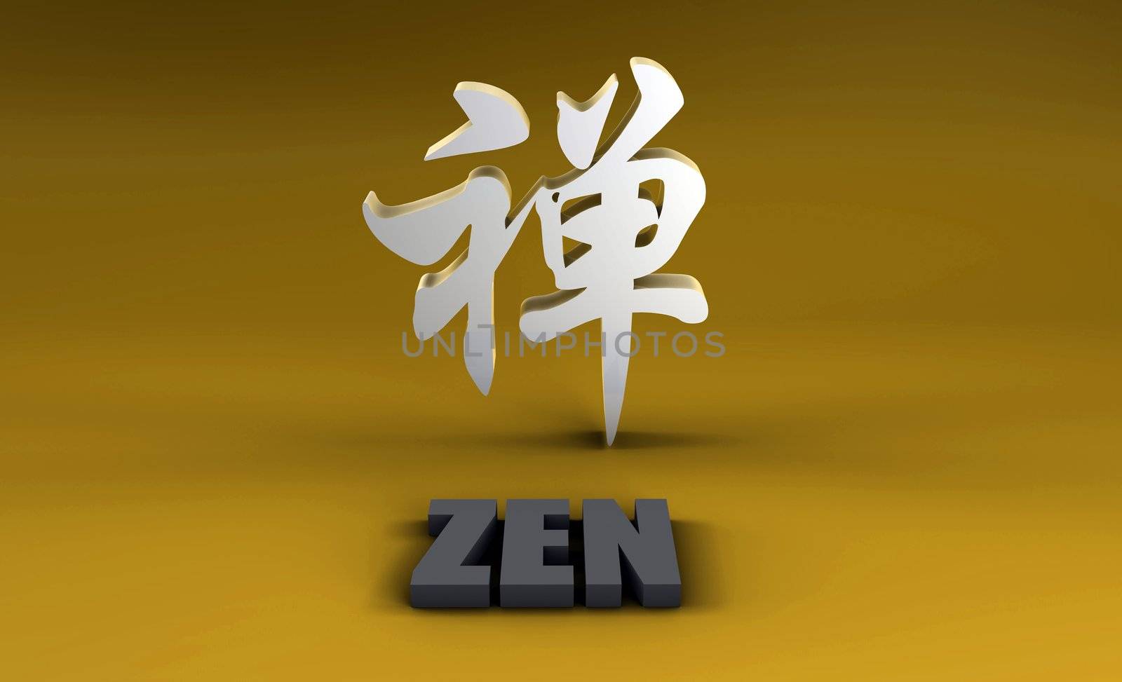 Zen in Kanji With a Gold Background