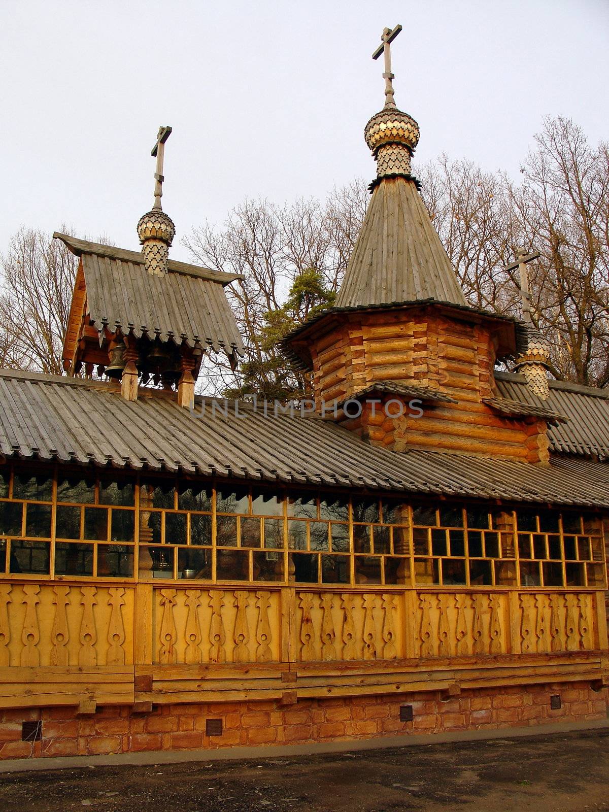 Russian wood orthodox church in Moscow city