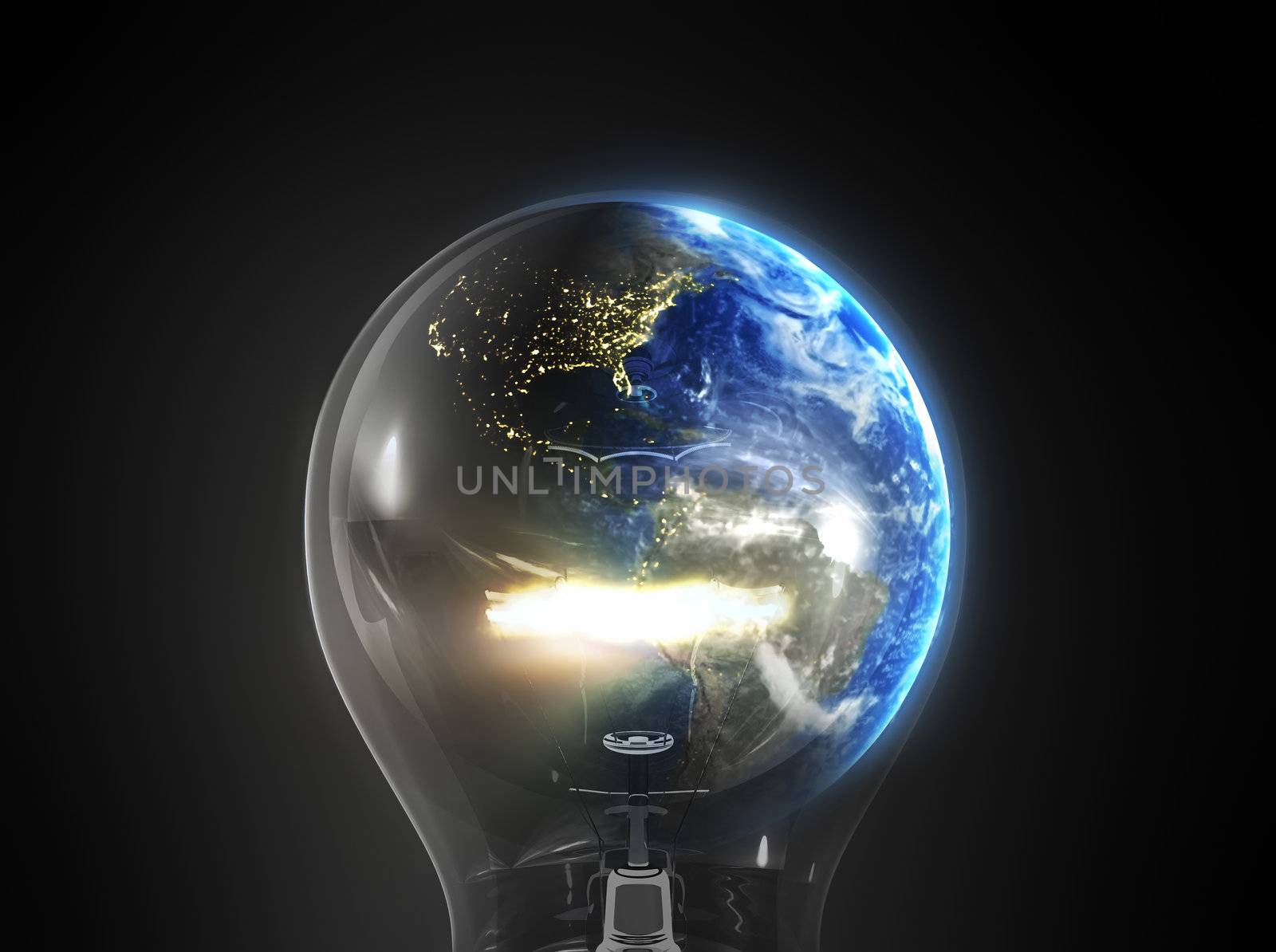 Energy concept - Earth in bulb by woodoo