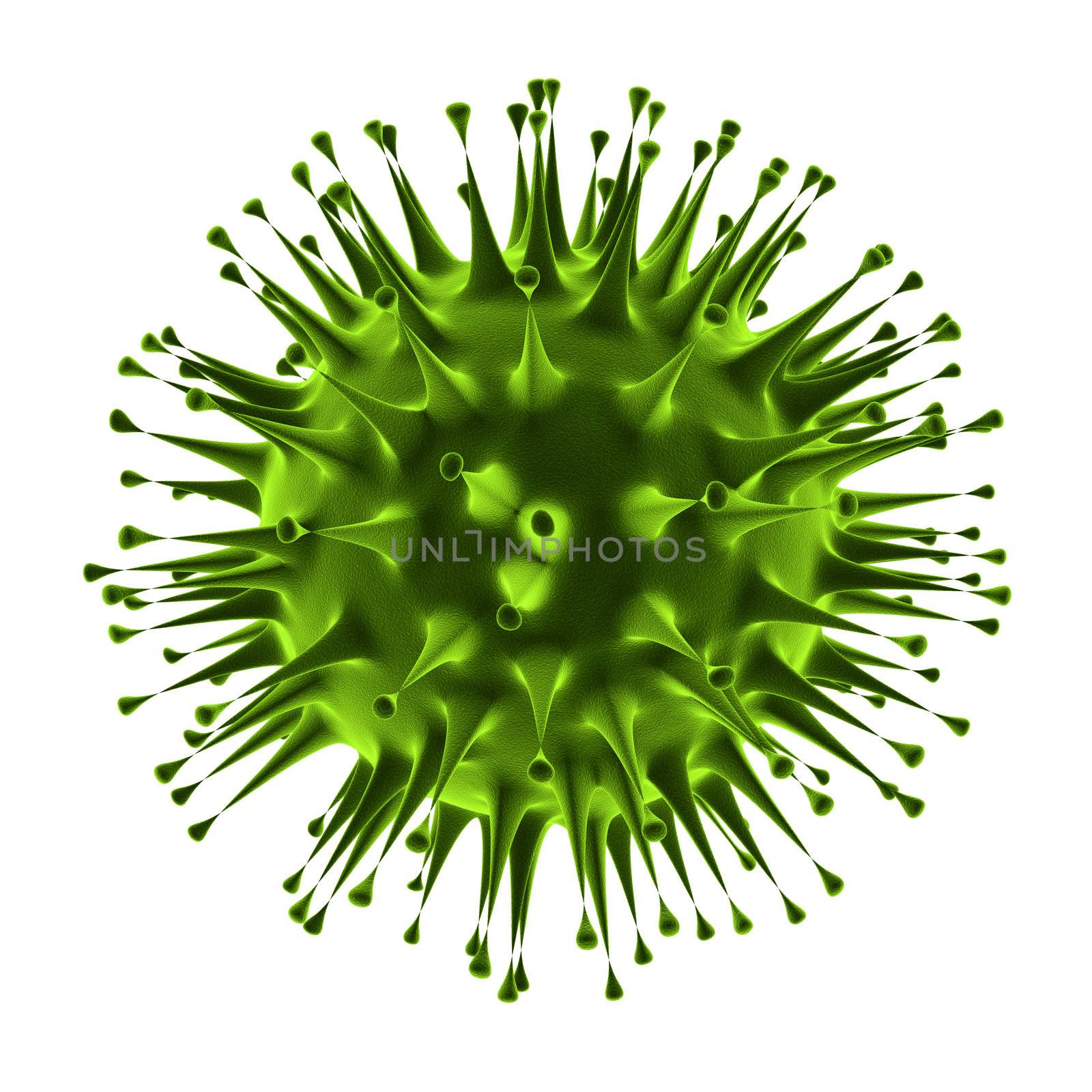 Flu virus closeup isolated on white background