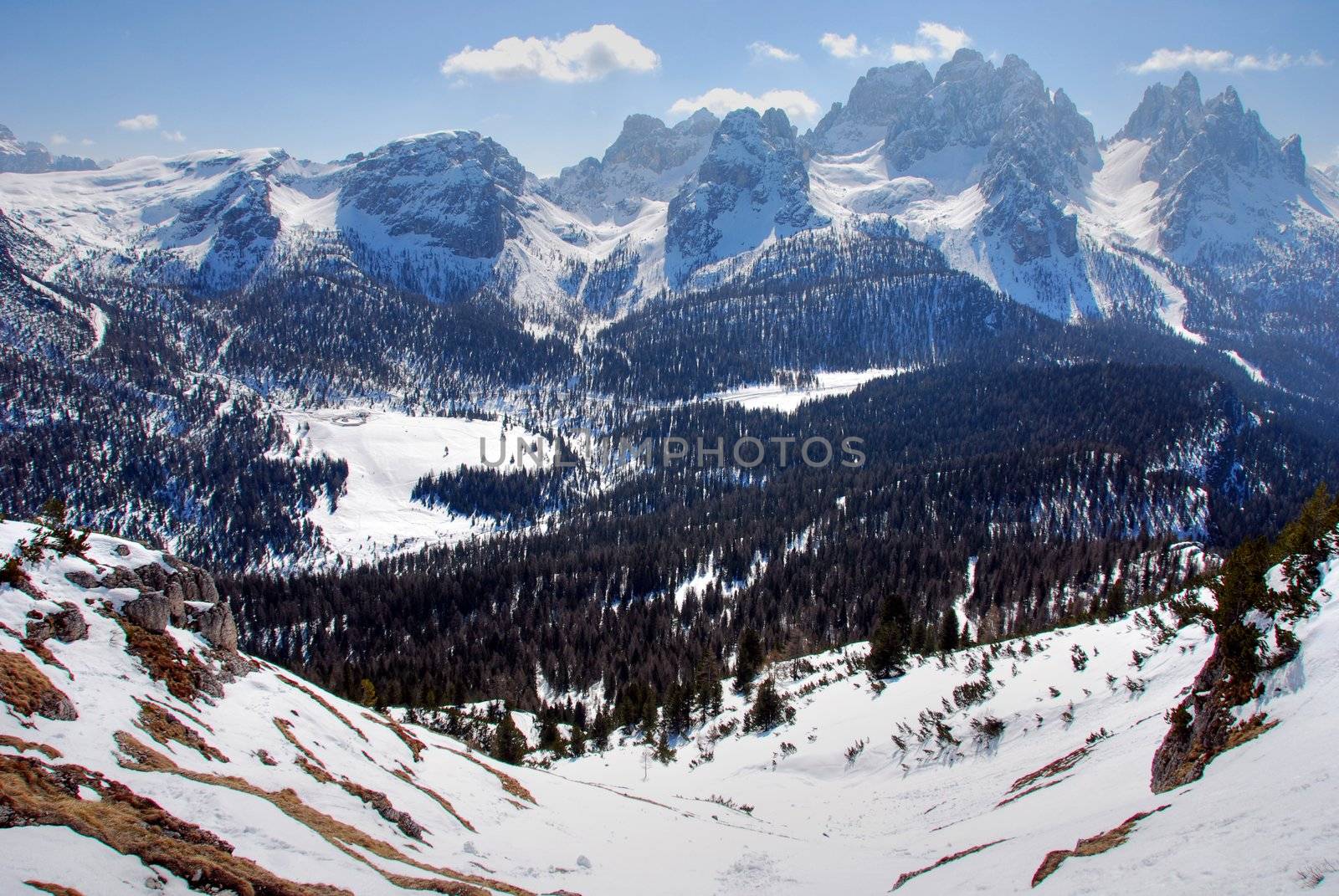 Wonderul view of Dolomites Mountains in Italy