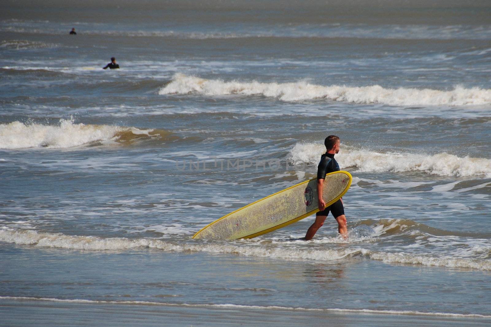 Surfers in Galveston, Texas