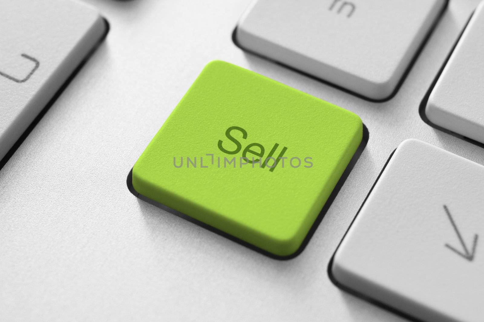 Sell button on the keyboard. Toned Image.