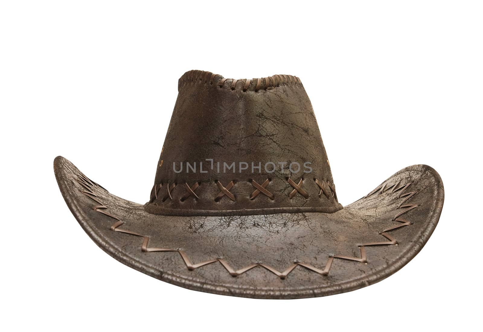 An isolated photo of a brown cowboy hat, clipping path added