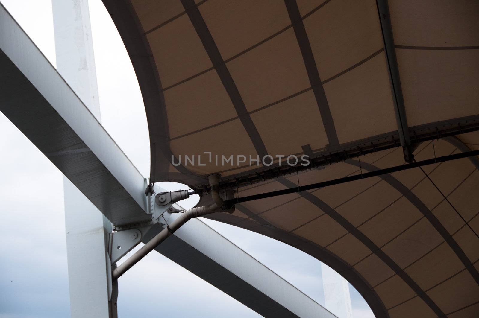 Massive roof construction of the soccer stadium in Stuttgart, Germany