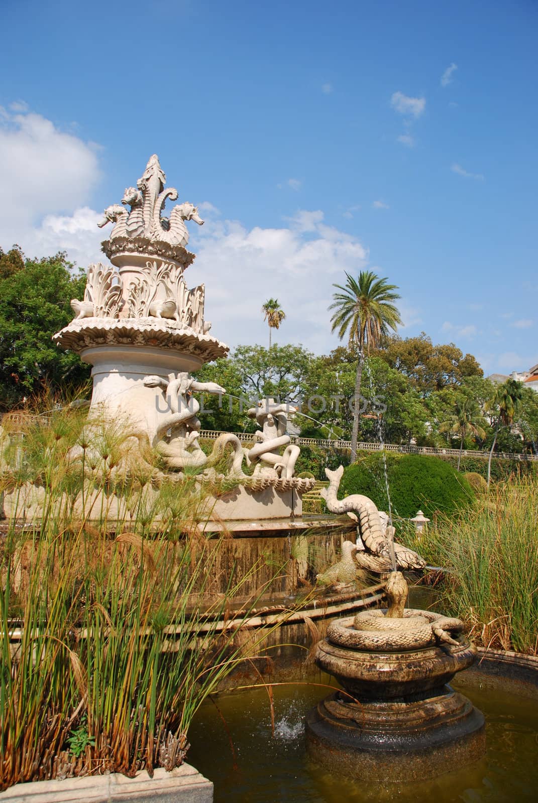 Antique fountain in Ajuda Garden in Lisbon, Portugal by luissantos84