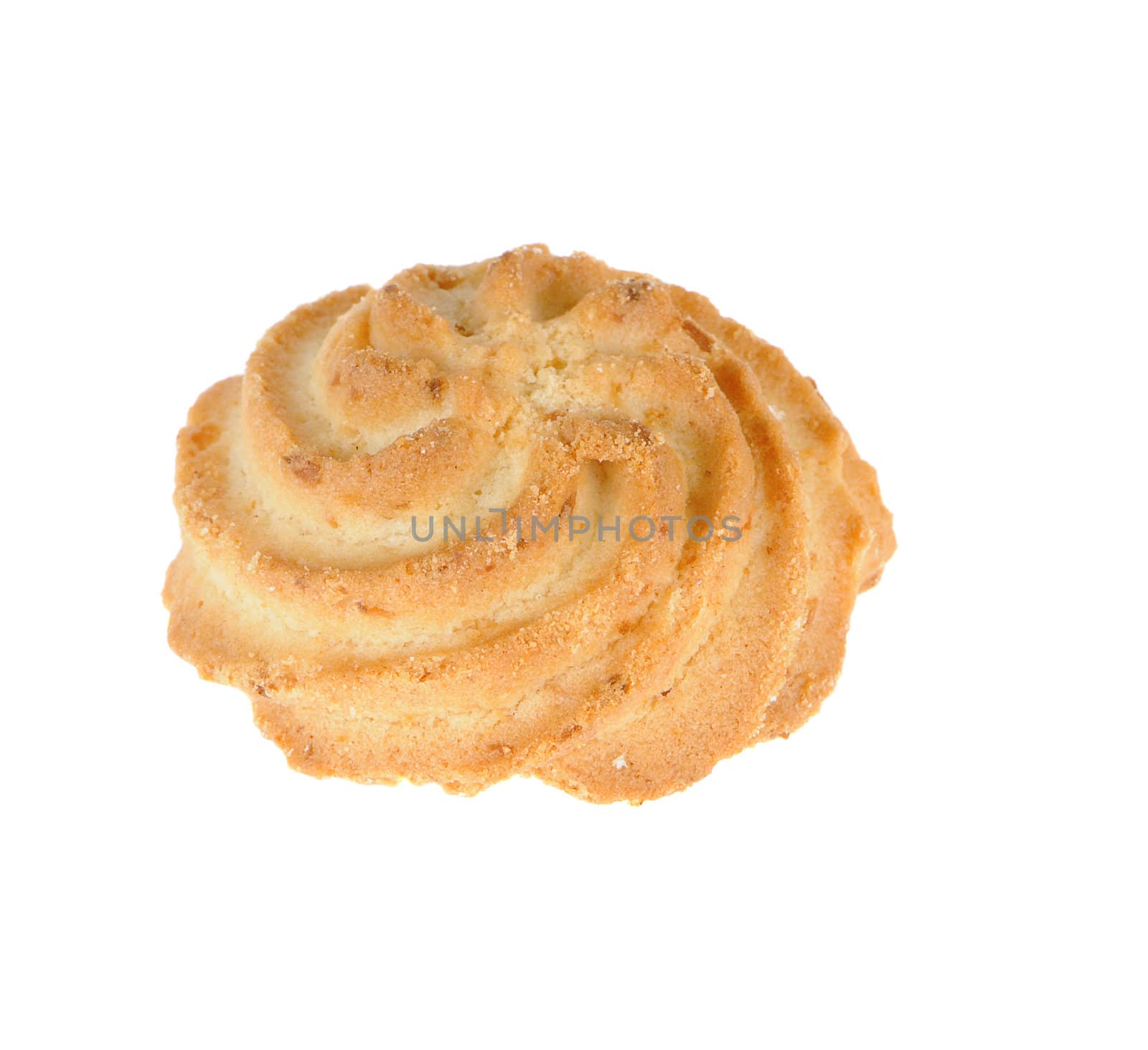 the golden cookies isolated on white background