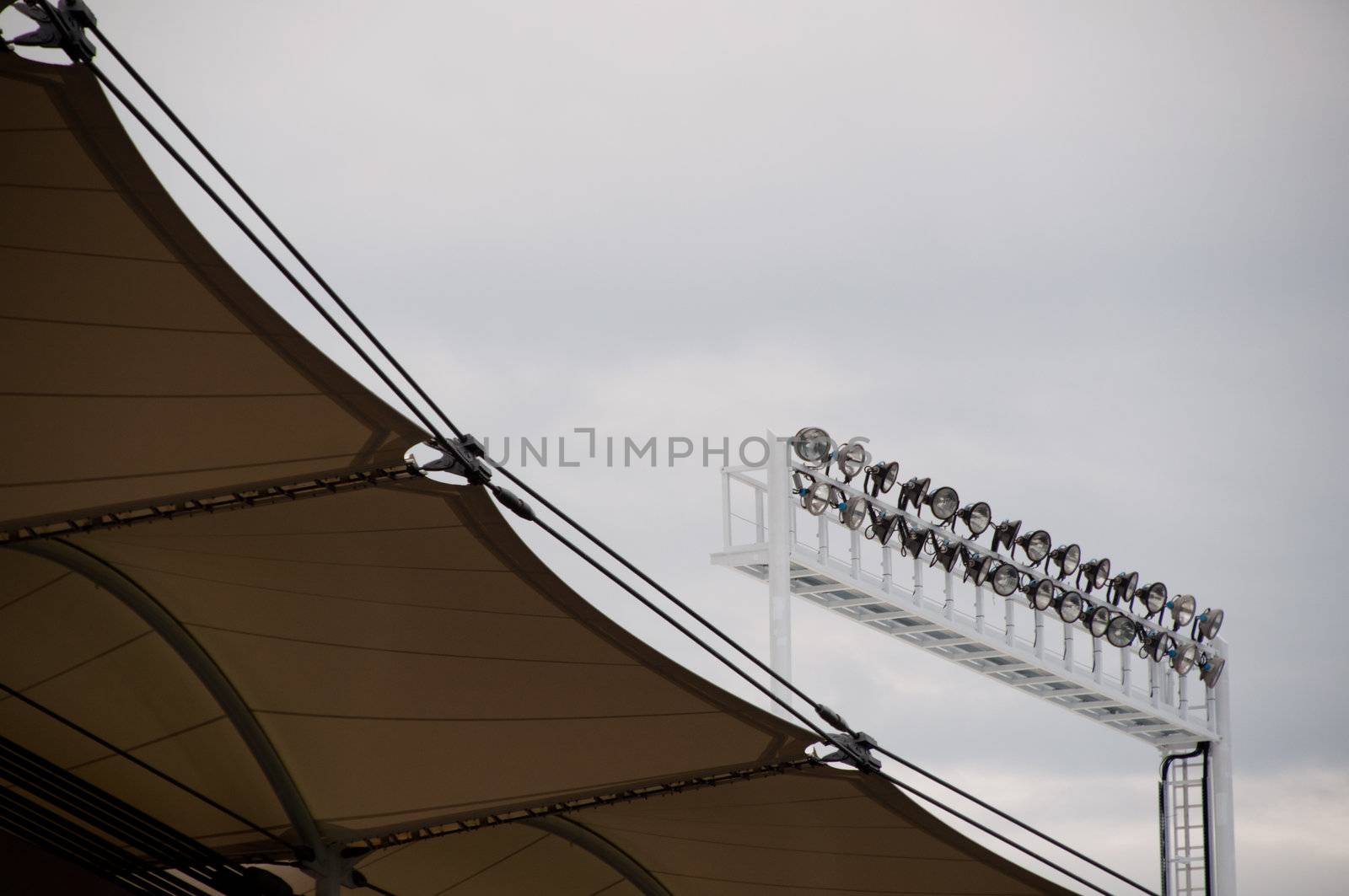 Massive roof construction of the soccer stadium in Stuttgart, Germany