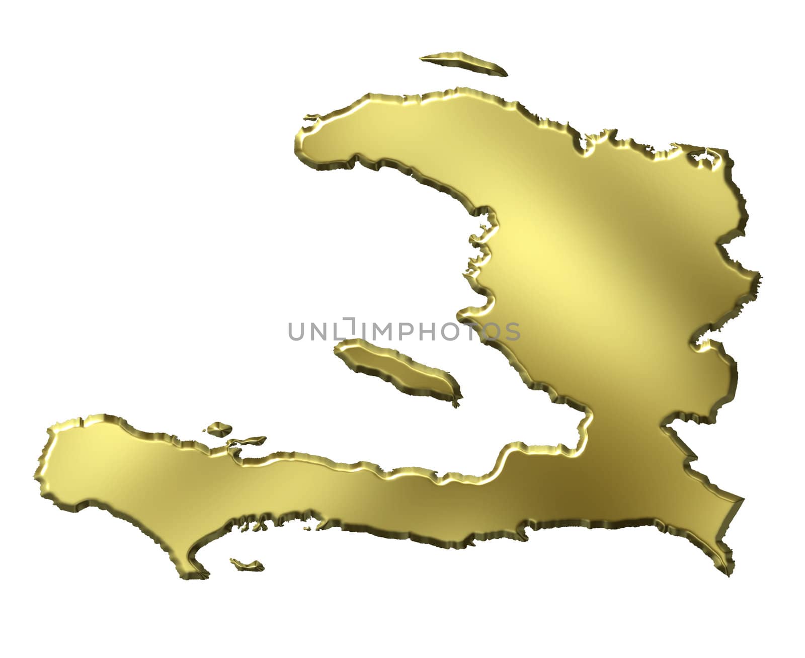 Haiti 3d golden map isolated in white