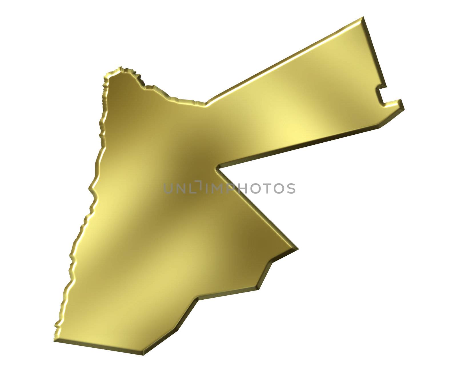 Jordan 3d golden map isolated in white