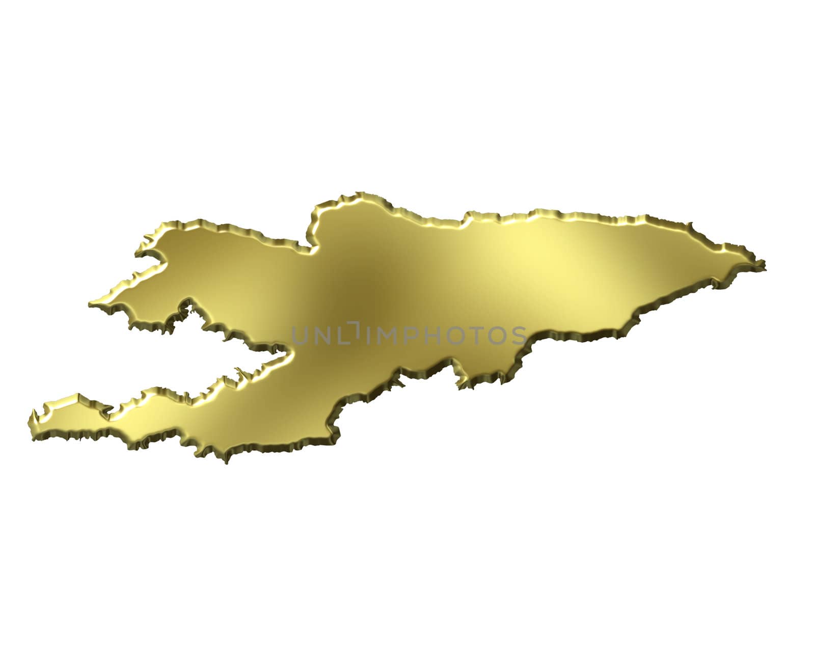 Kyrgyzstan 3d golden map isolated in white