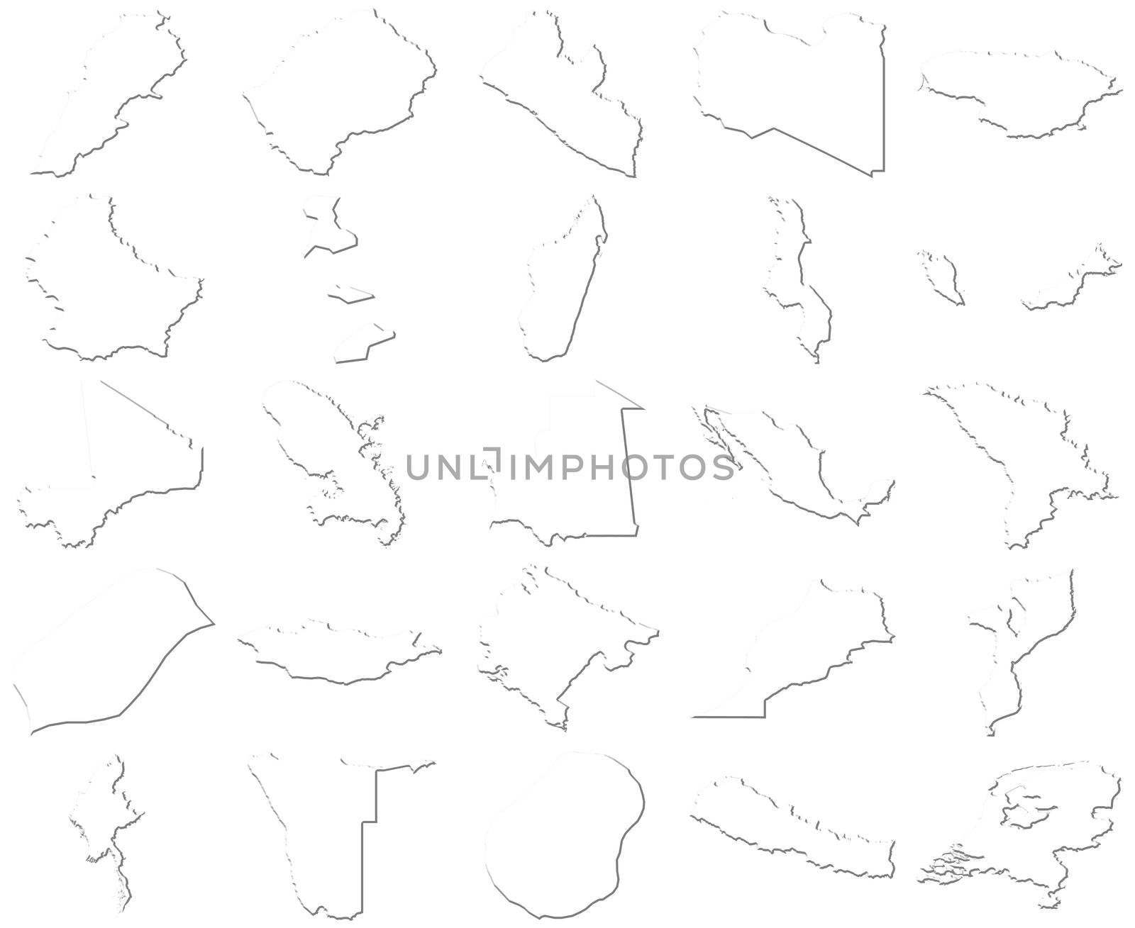 Lebanon-Netherlands 3D White Maps isolated in white