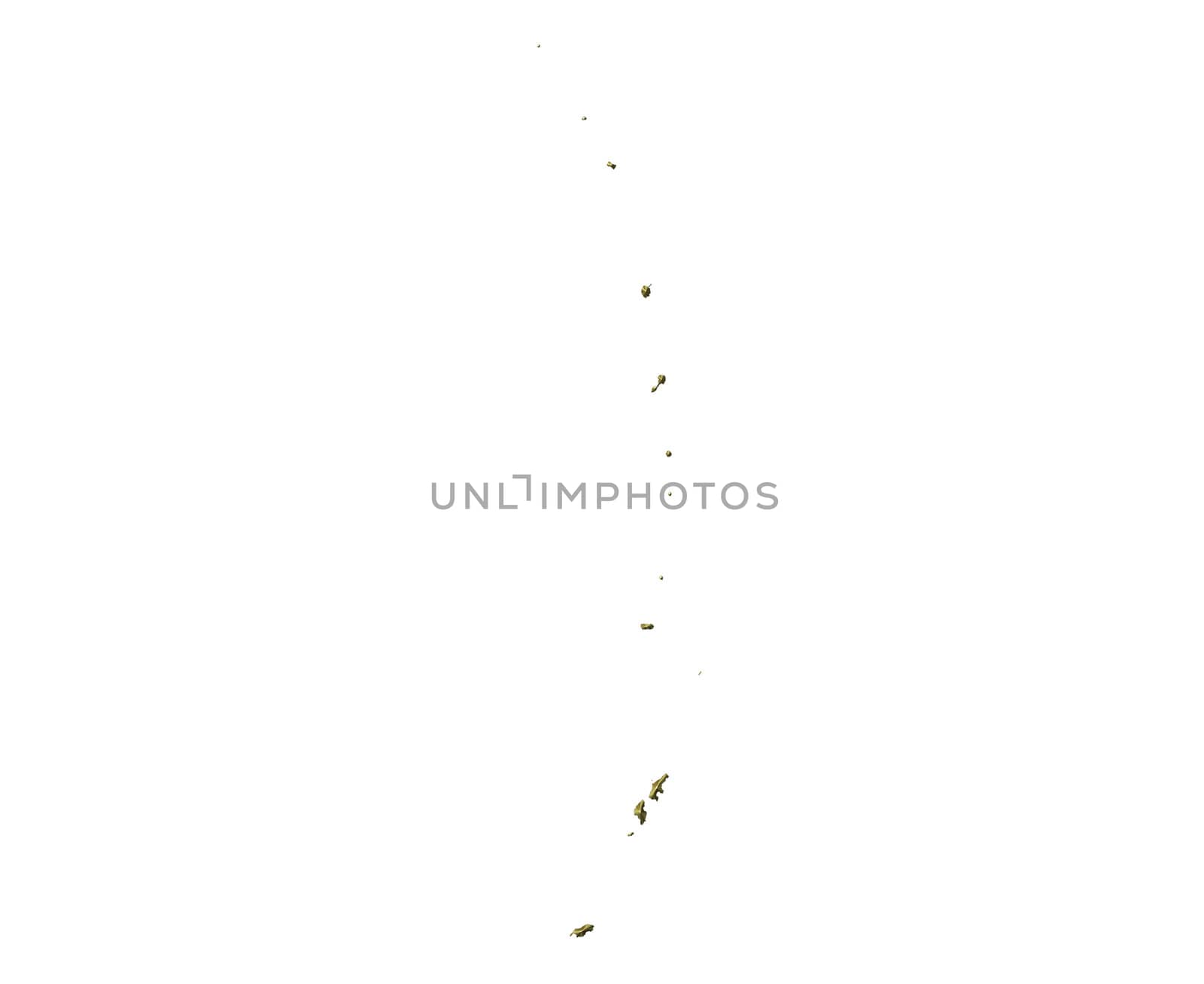 Northern Mariana Islands 3d golden map isolated in white