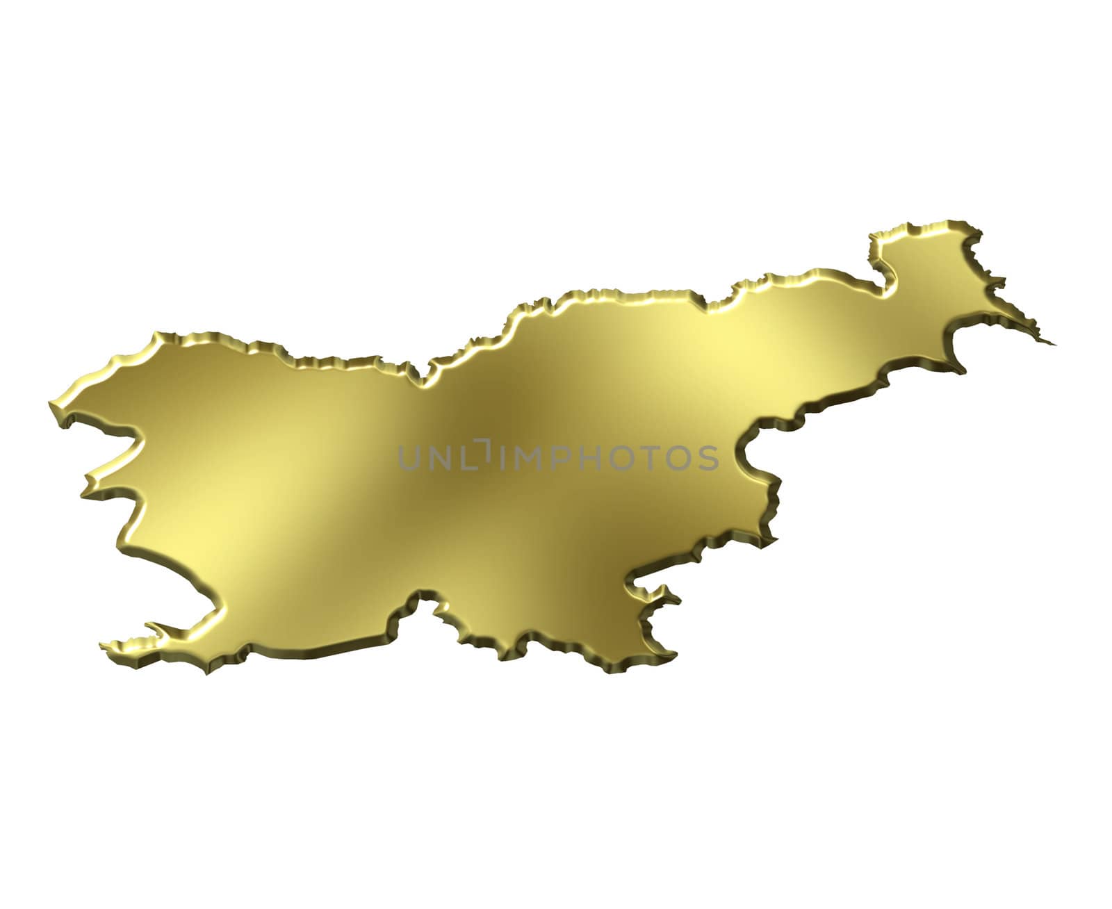 Slovenia 3d golden map isolated in white