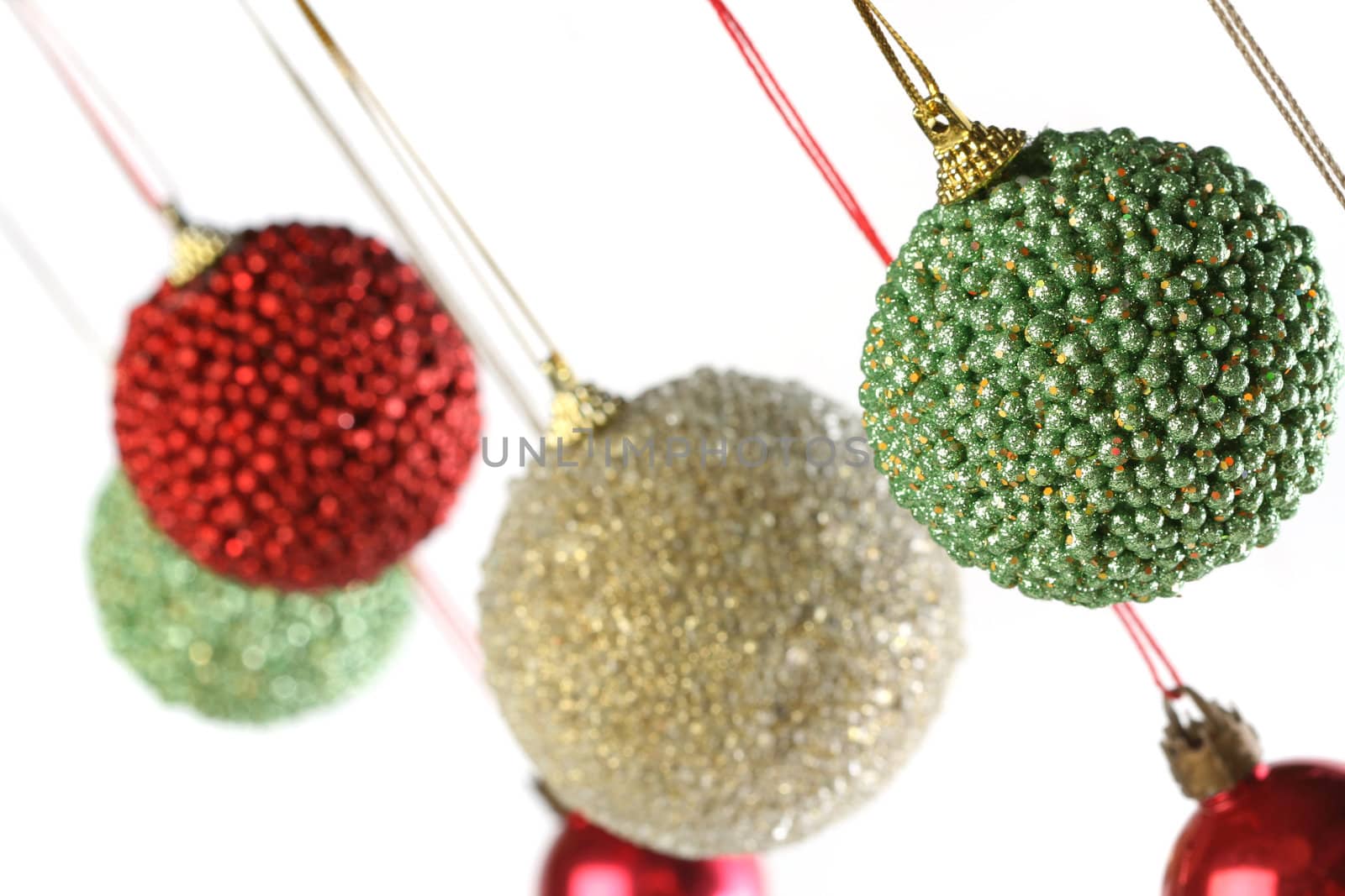 Group of christmas decorations hanging