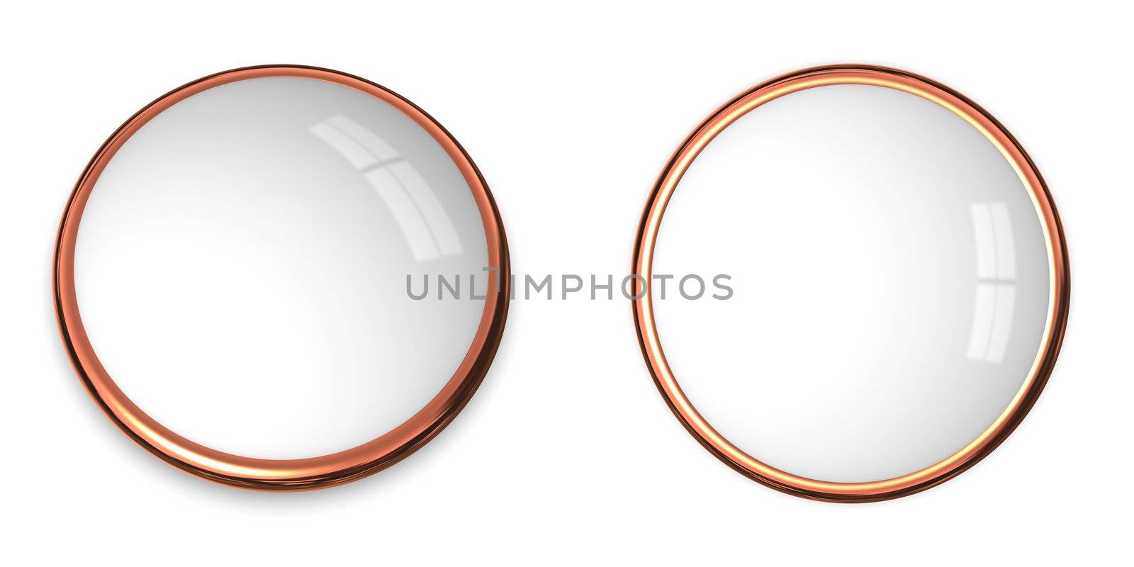 3D button template in solid bronze/copper and white surface