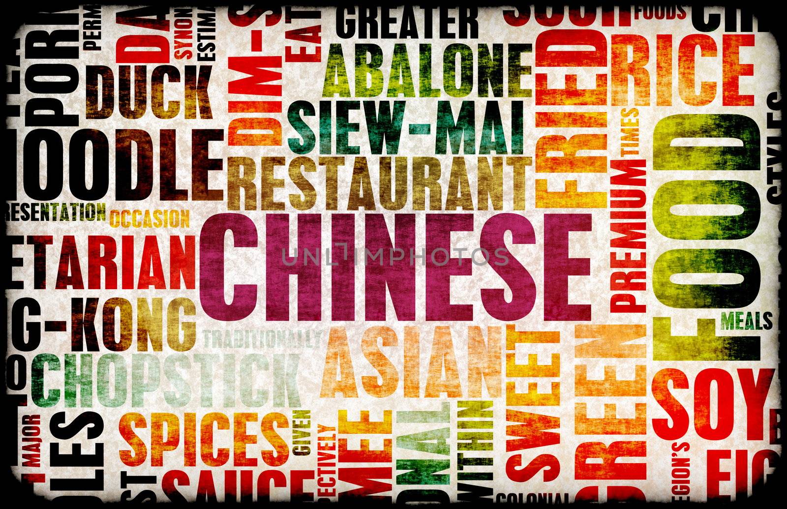 Chinese Food Menu Art Background in Grunge