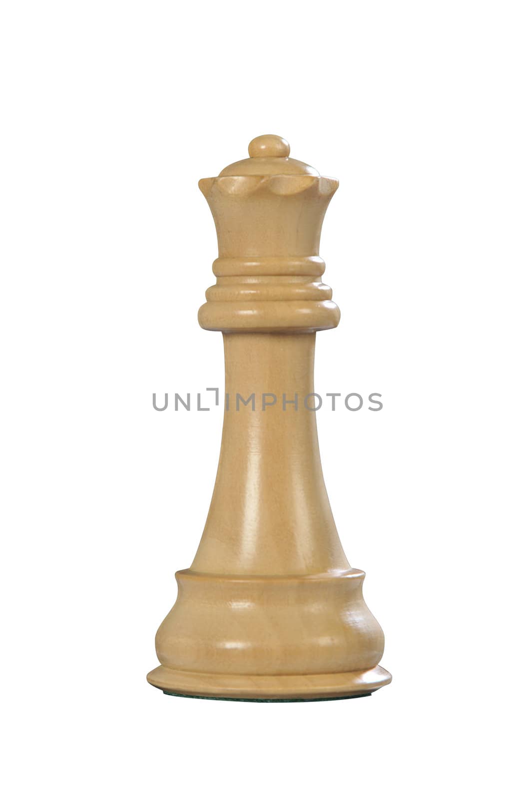 White wooden queen - one of 12 different chess piece