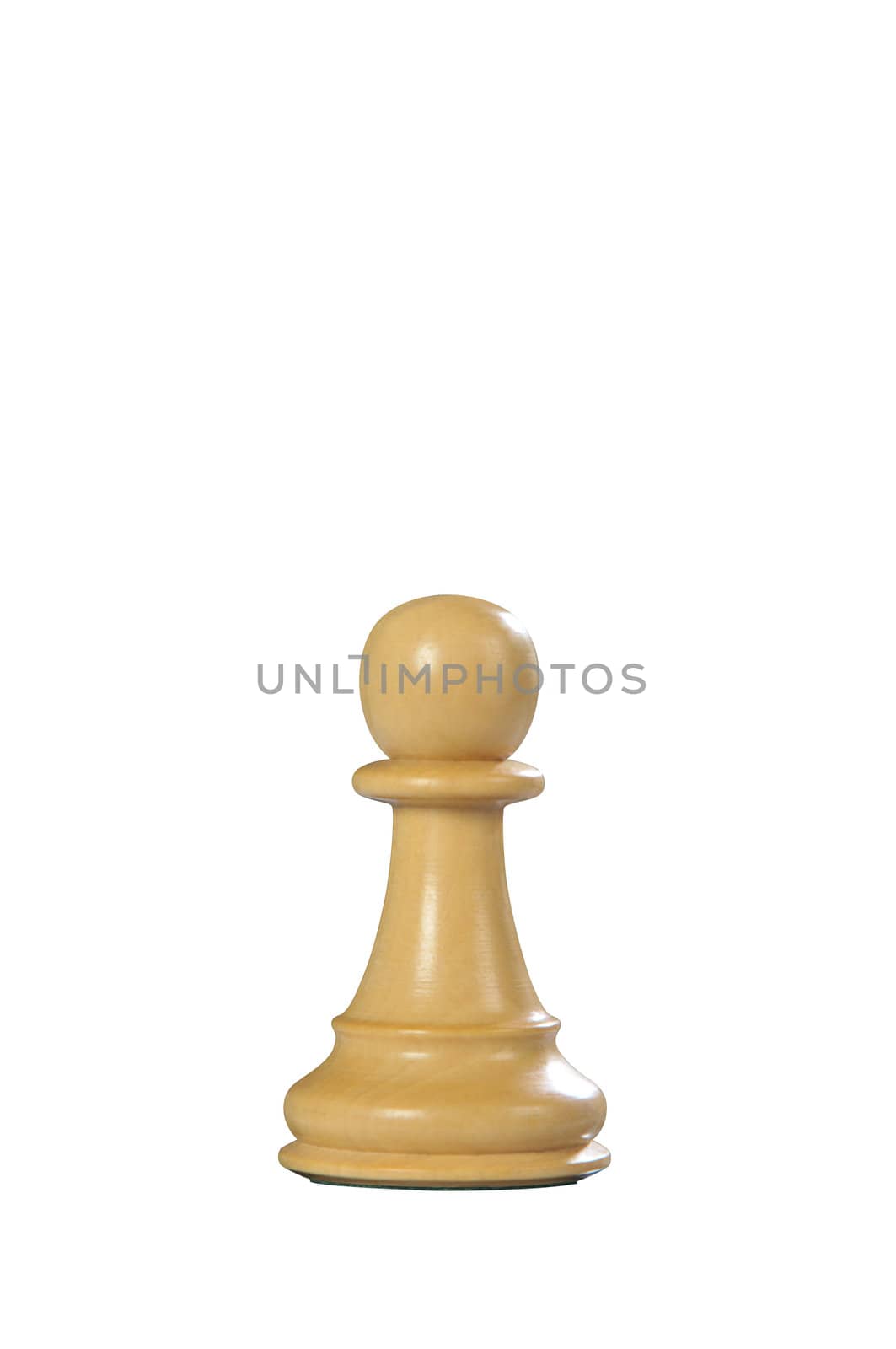 White wooden pawn queen - one of 12 different chess pieces.