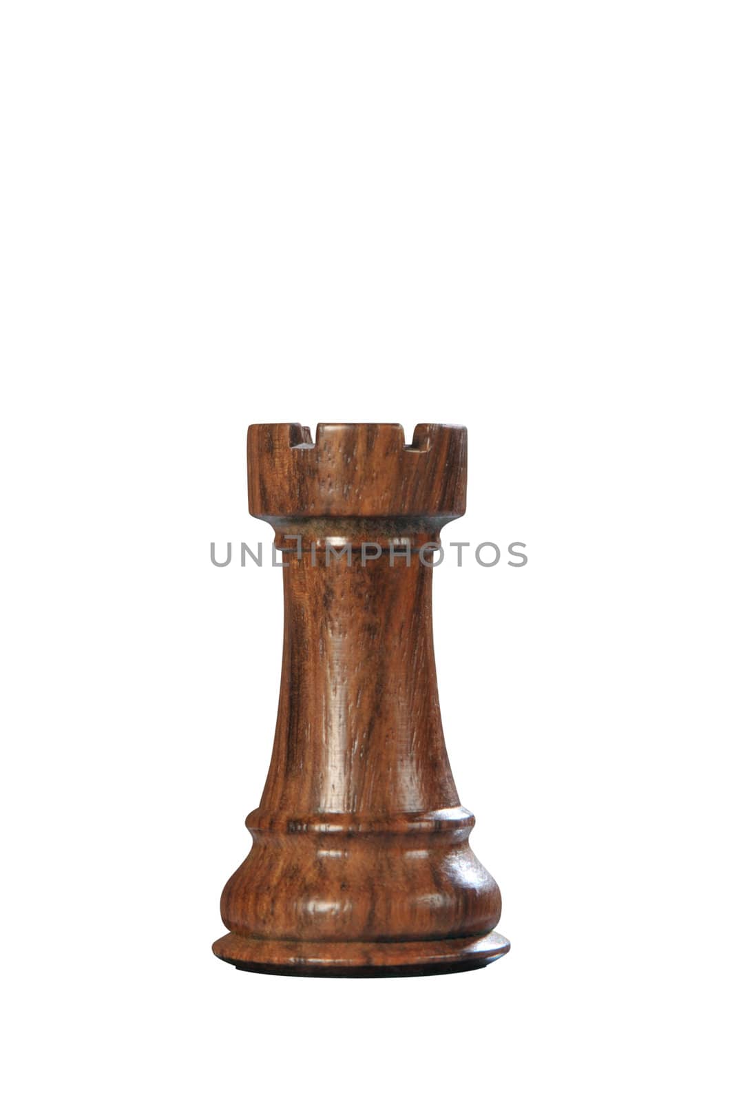 Black (Brown) wooden tower - one of 12 different chess pieces.