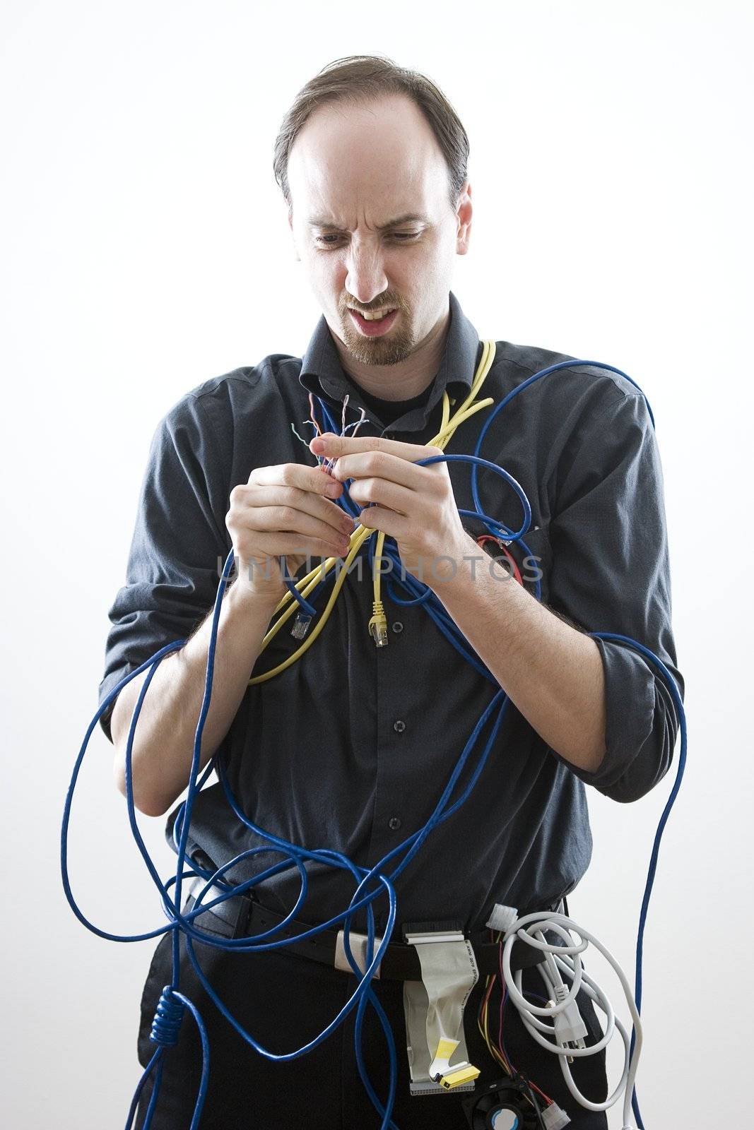 Computer technician trying to figure wires