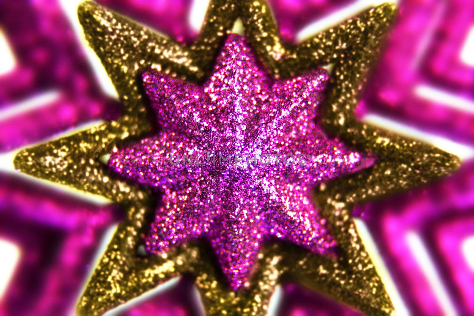 Macro of a purple and gold Christmas  decoration