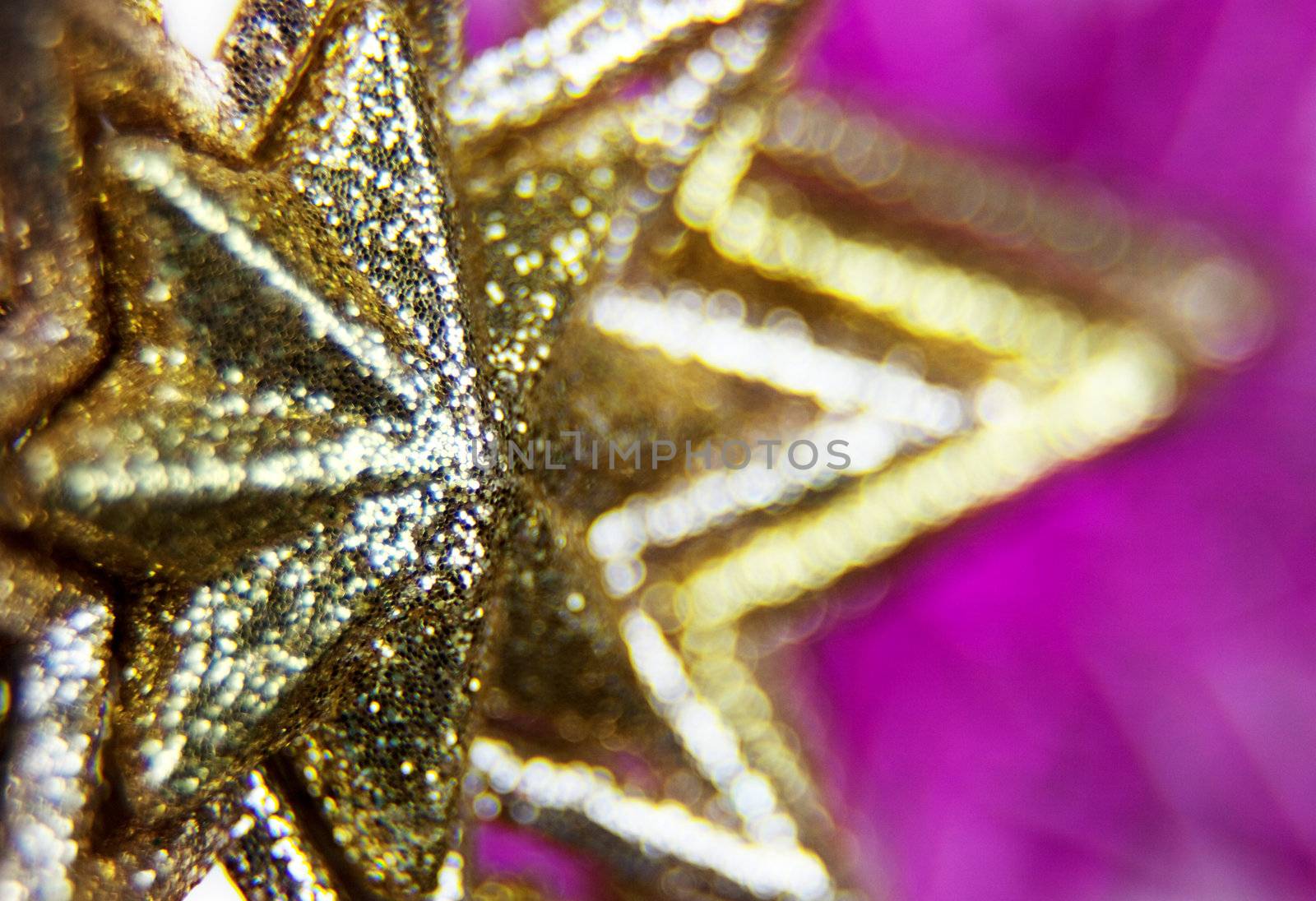Macro of a gold christmas tree decoration