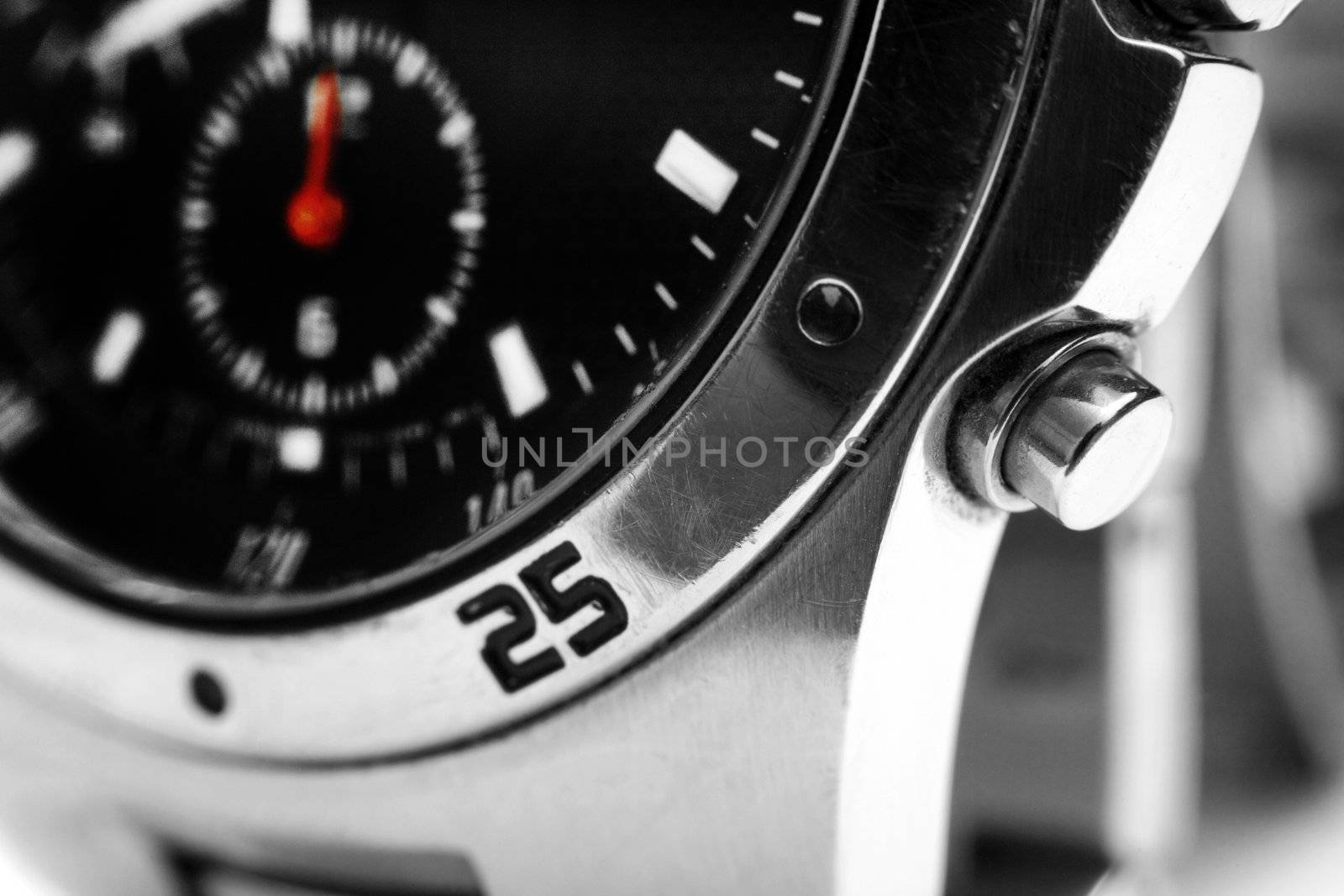 Macro shot of a sporty men's wristwatch