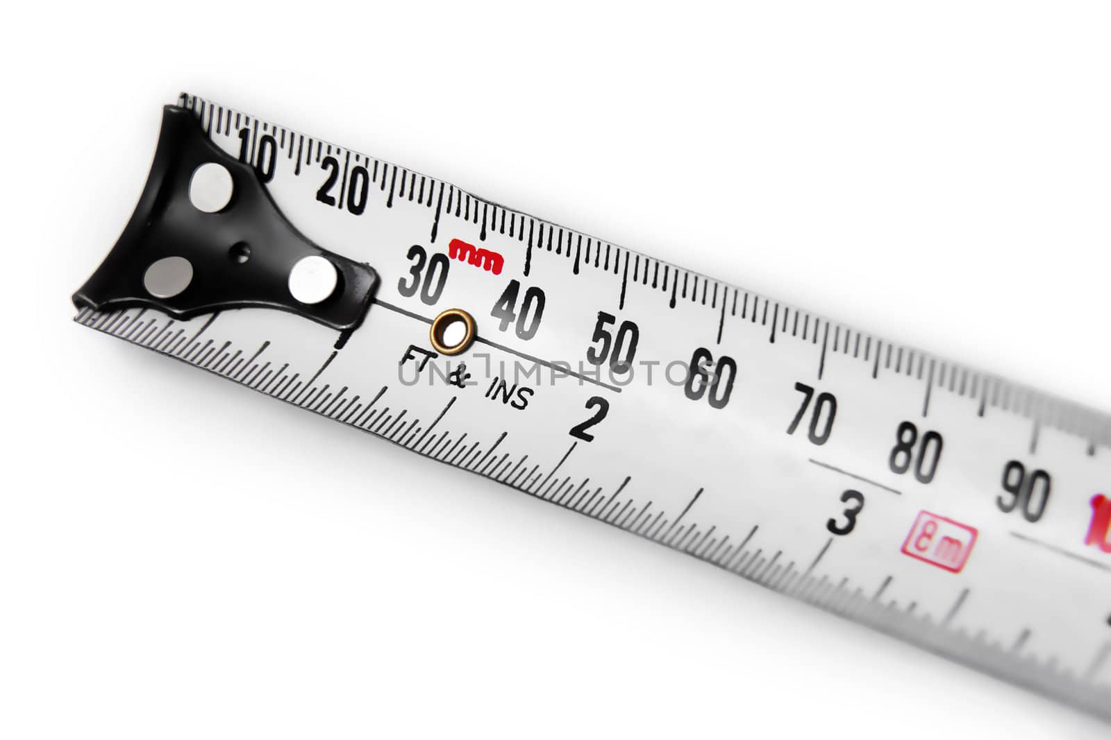 Macro of a handyperson's tape measure