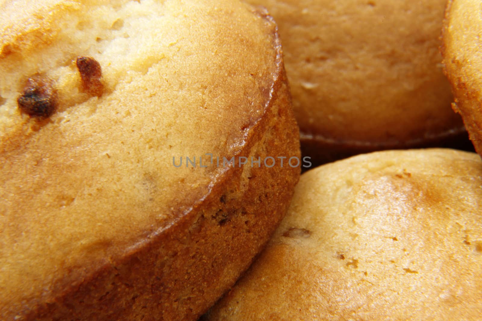 Macro shot of fresh hot muffins