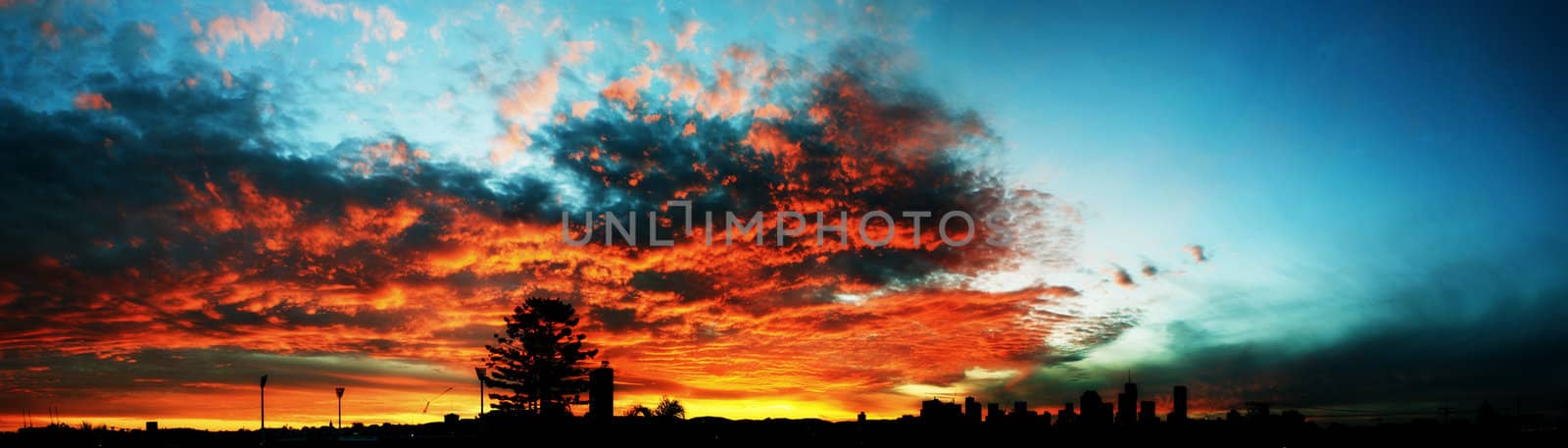 Firey Brisbane sunset by monkeystock