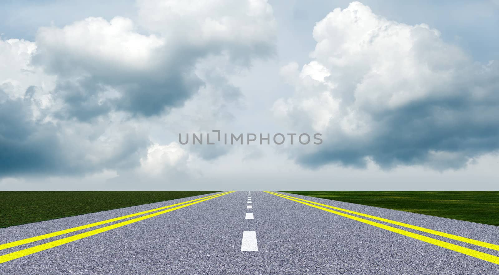 Asphalt road. A transport highway with the blue sky. A transport highway with the blue sky