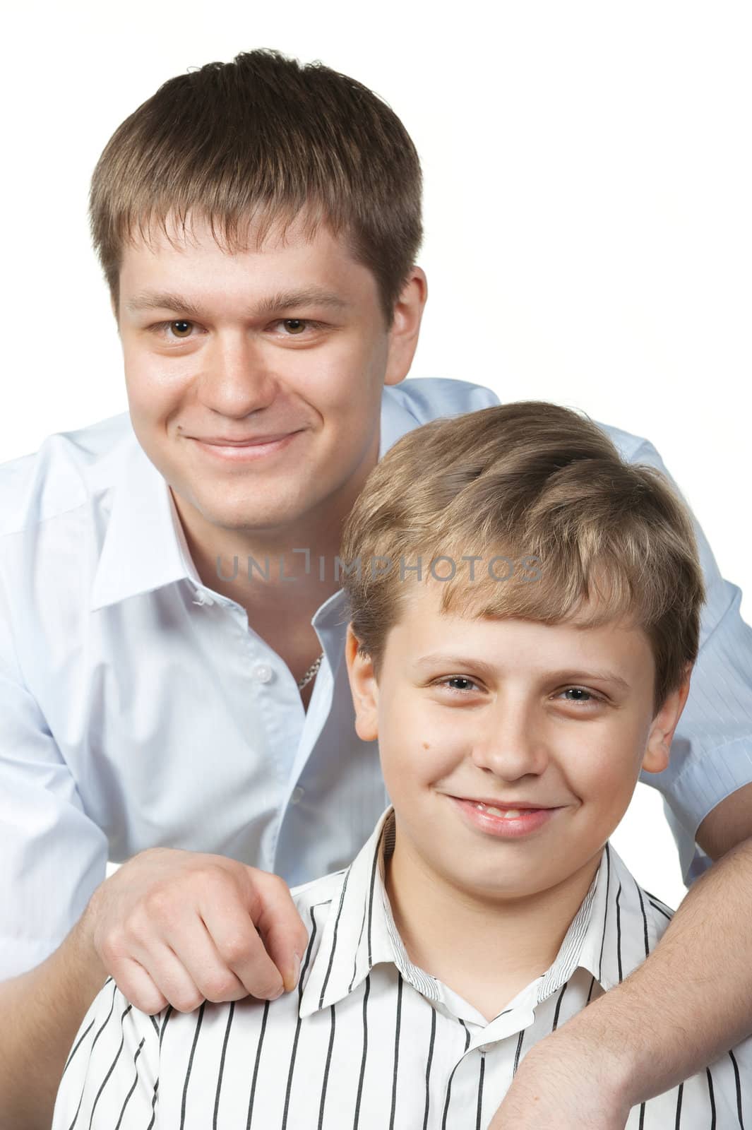 Two brothers. It is isolated on a white background