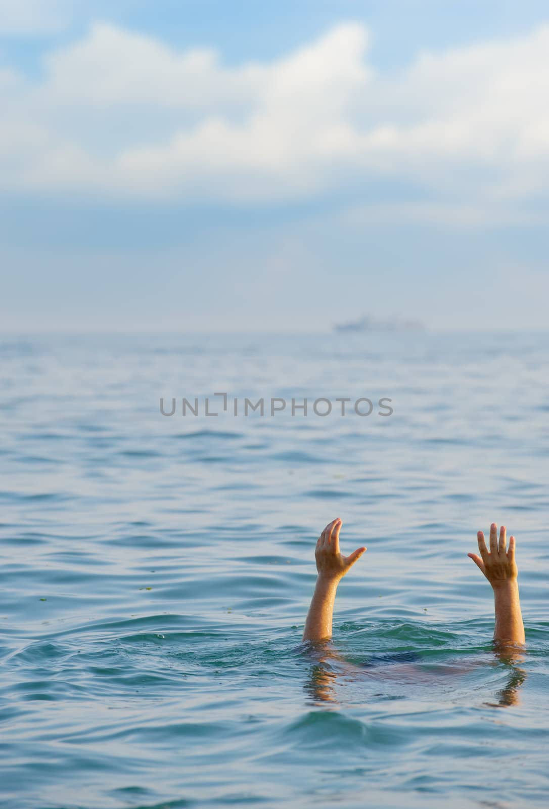 The drowning man. The man in water asks about the help.