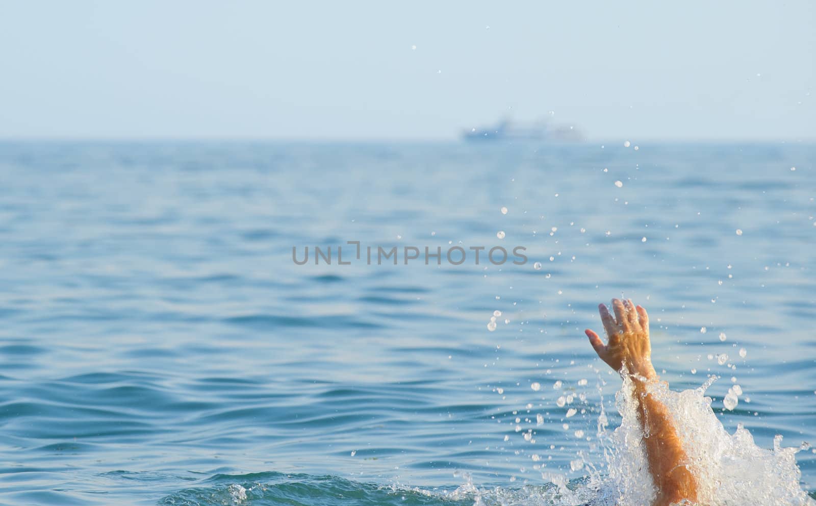 The drowning man. The man in water asks about the help.