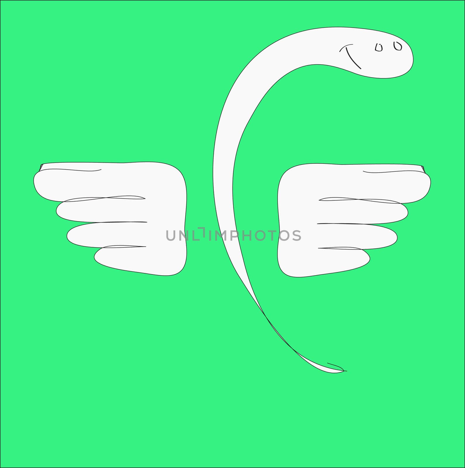 Illustration of charming snakes with wings smiles
