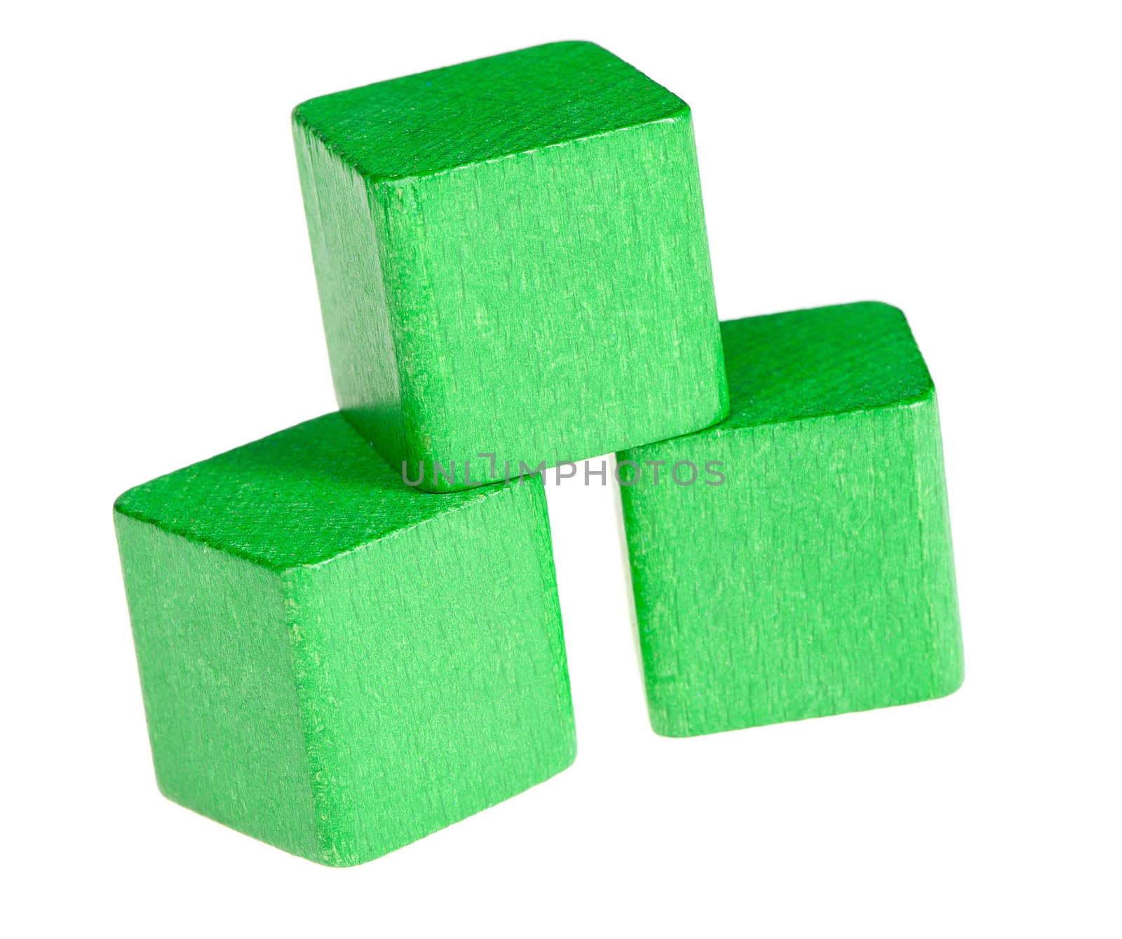 Green wooden cubes. It is isolated on a white background