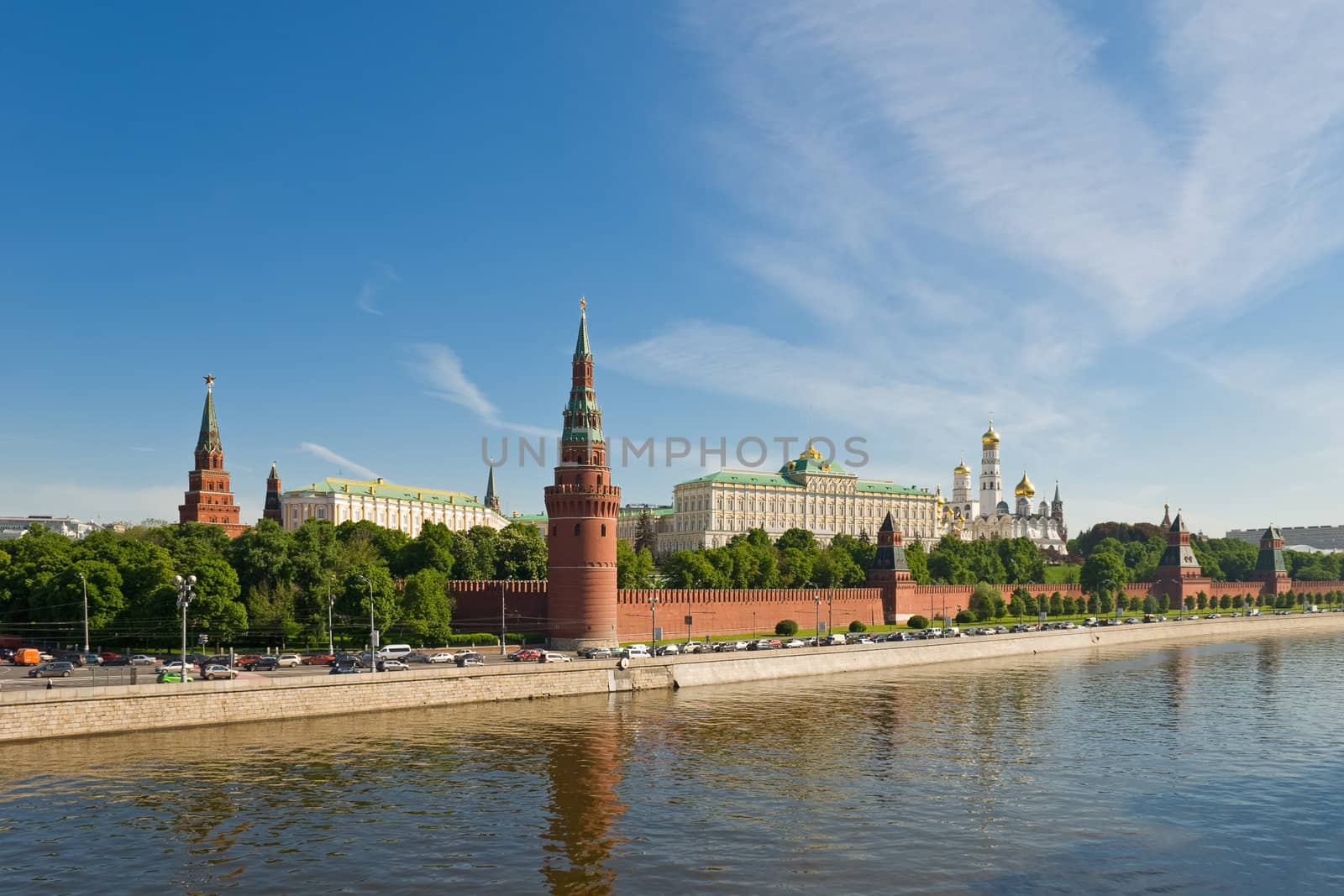 Russian Moscow Kremlin near the Moskva River