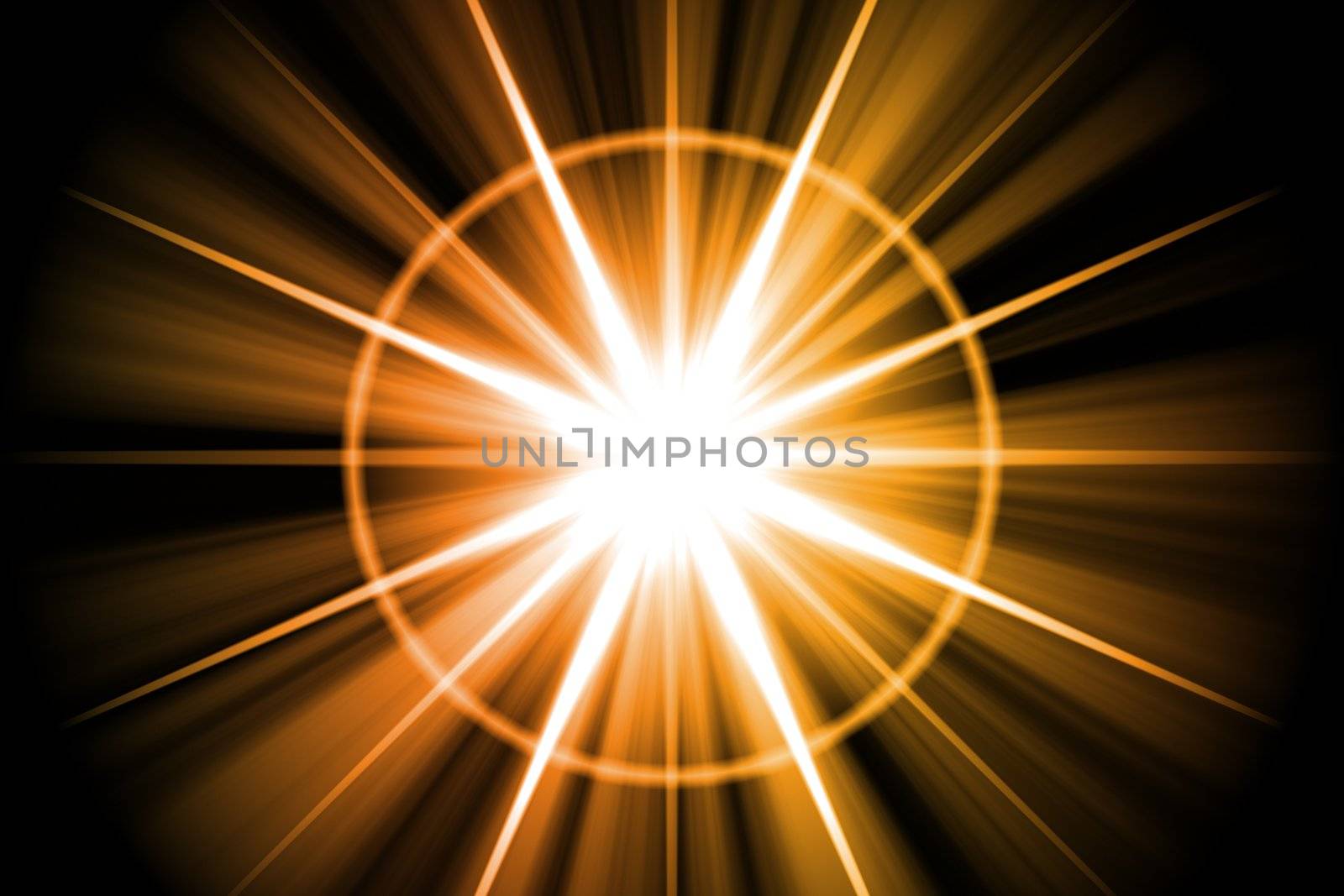 Orange Star Sunburst Abstract by kentoh