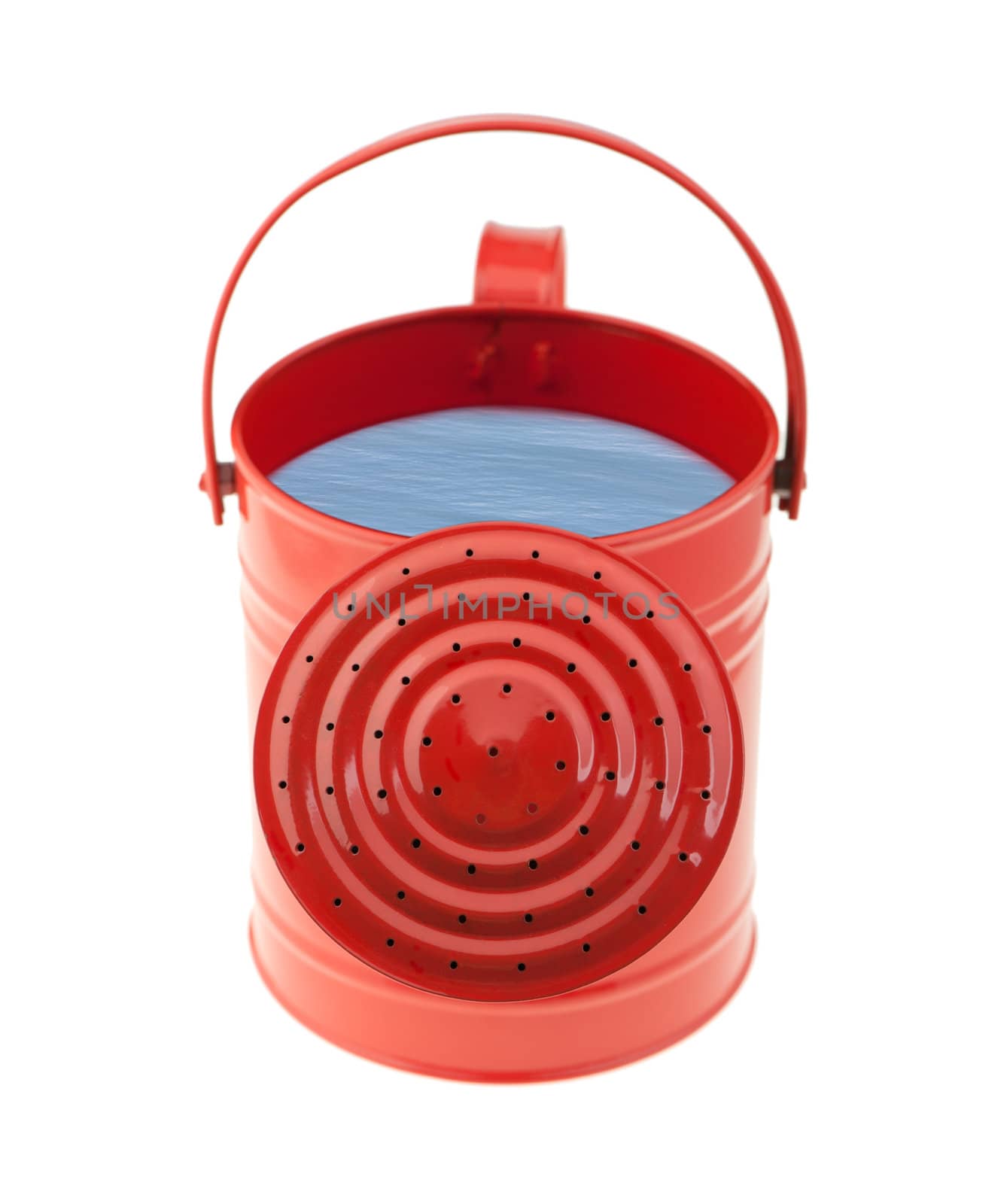 Red watering can. It is isolated on a white background