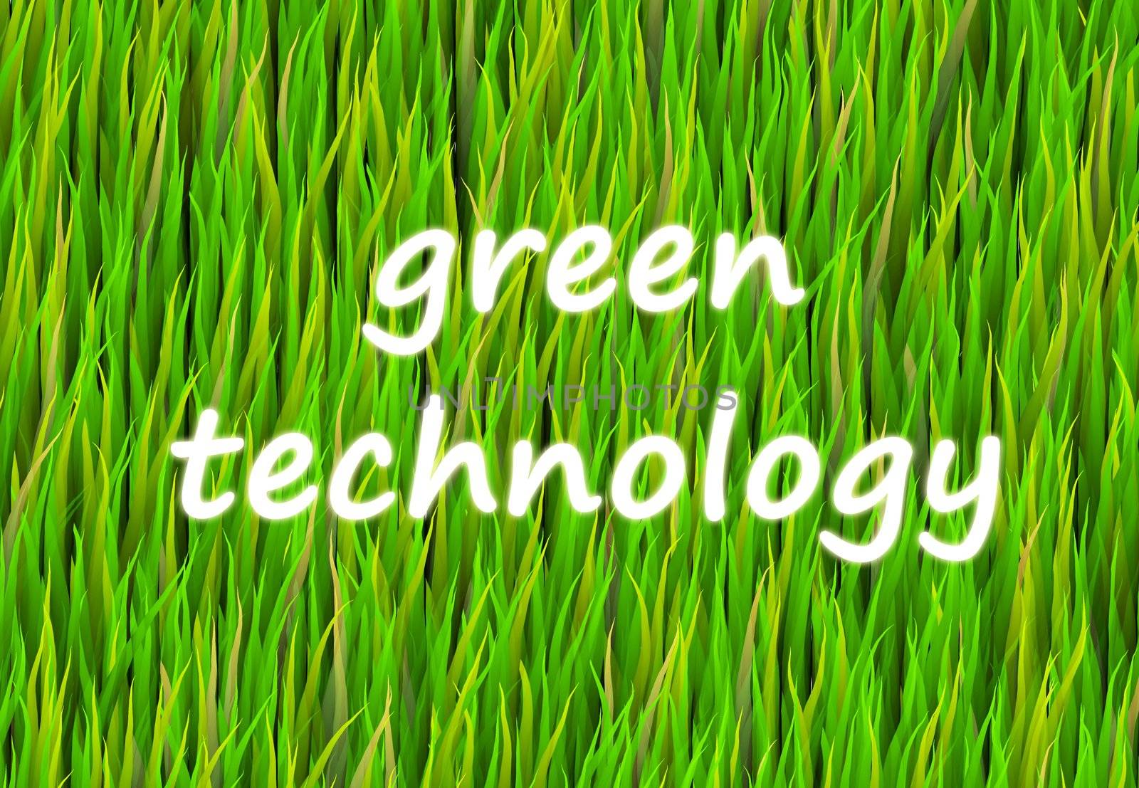 Green Technology Abstract Background with White Text