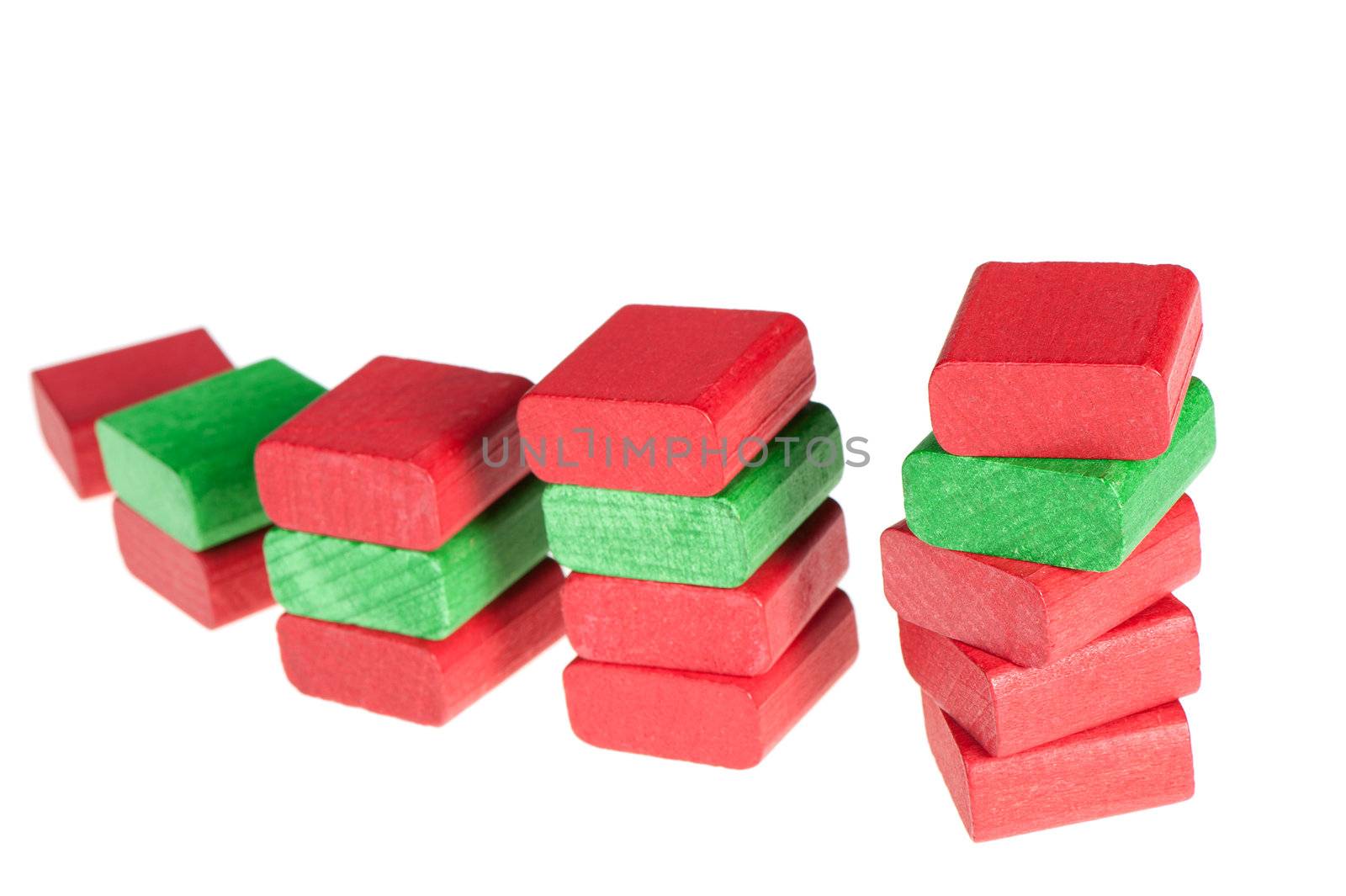 Colour wooden cubes. It is isolated on a white background